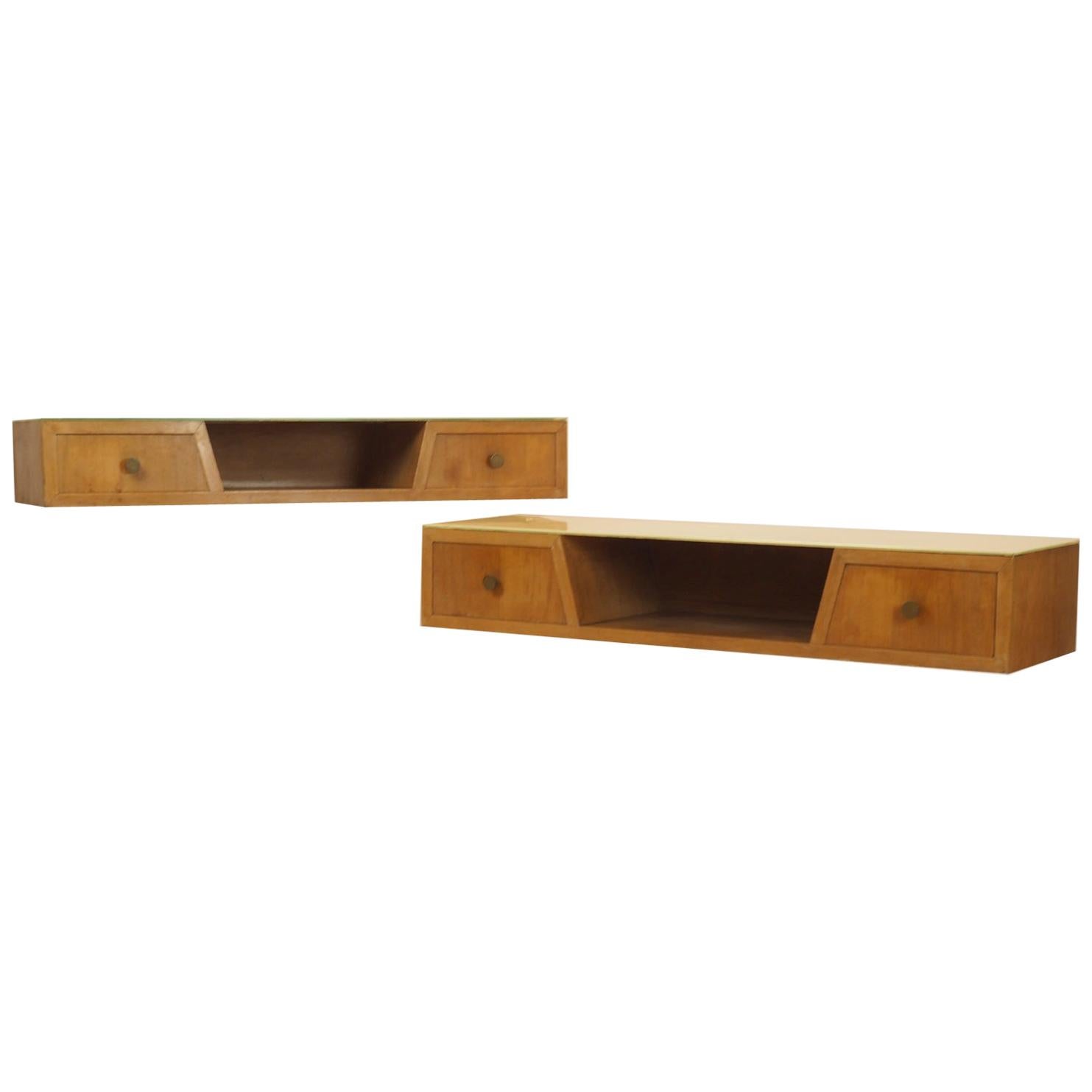 Gio Ponti Couple of Hanging Consoles Certified, a One-Off, Milano, 1950s For Sale