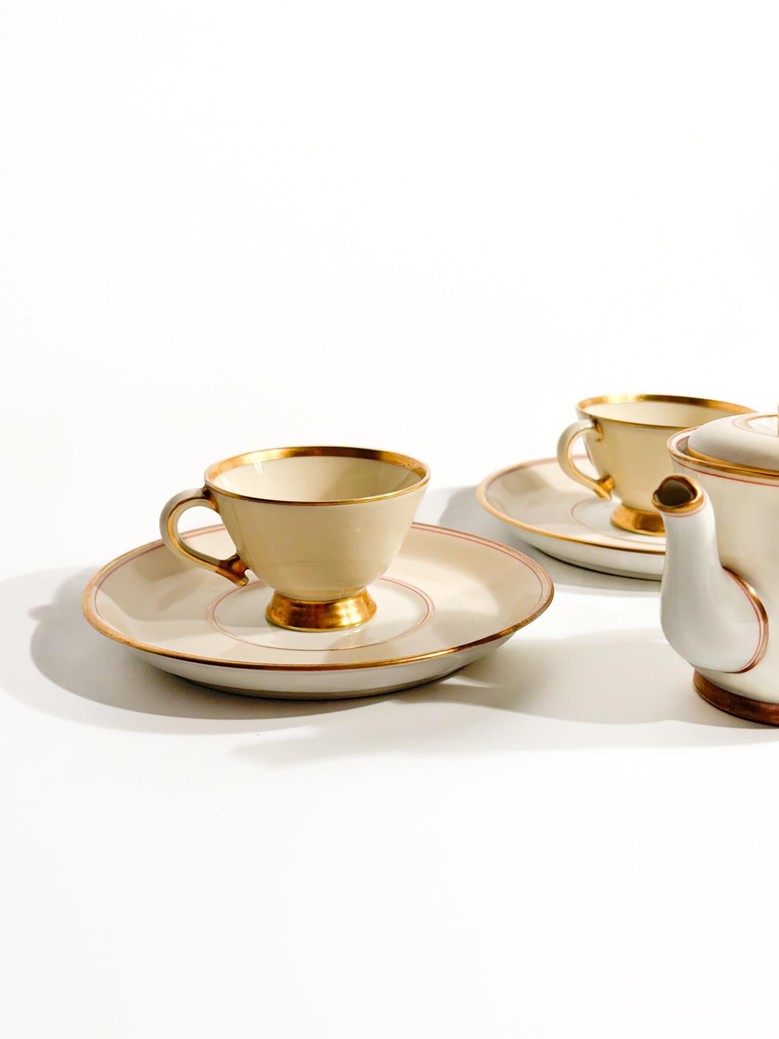 Mid-20th Century Gio Ponti Cups and Coffee Pot Designed for the Victoria Lloyd Triestino Ship  For Sale