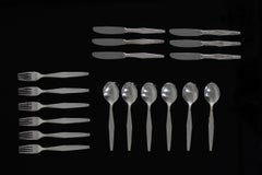 Gio Ponti Cutlery Set for Six in Nickel Silver by Krupp Italy 1950s