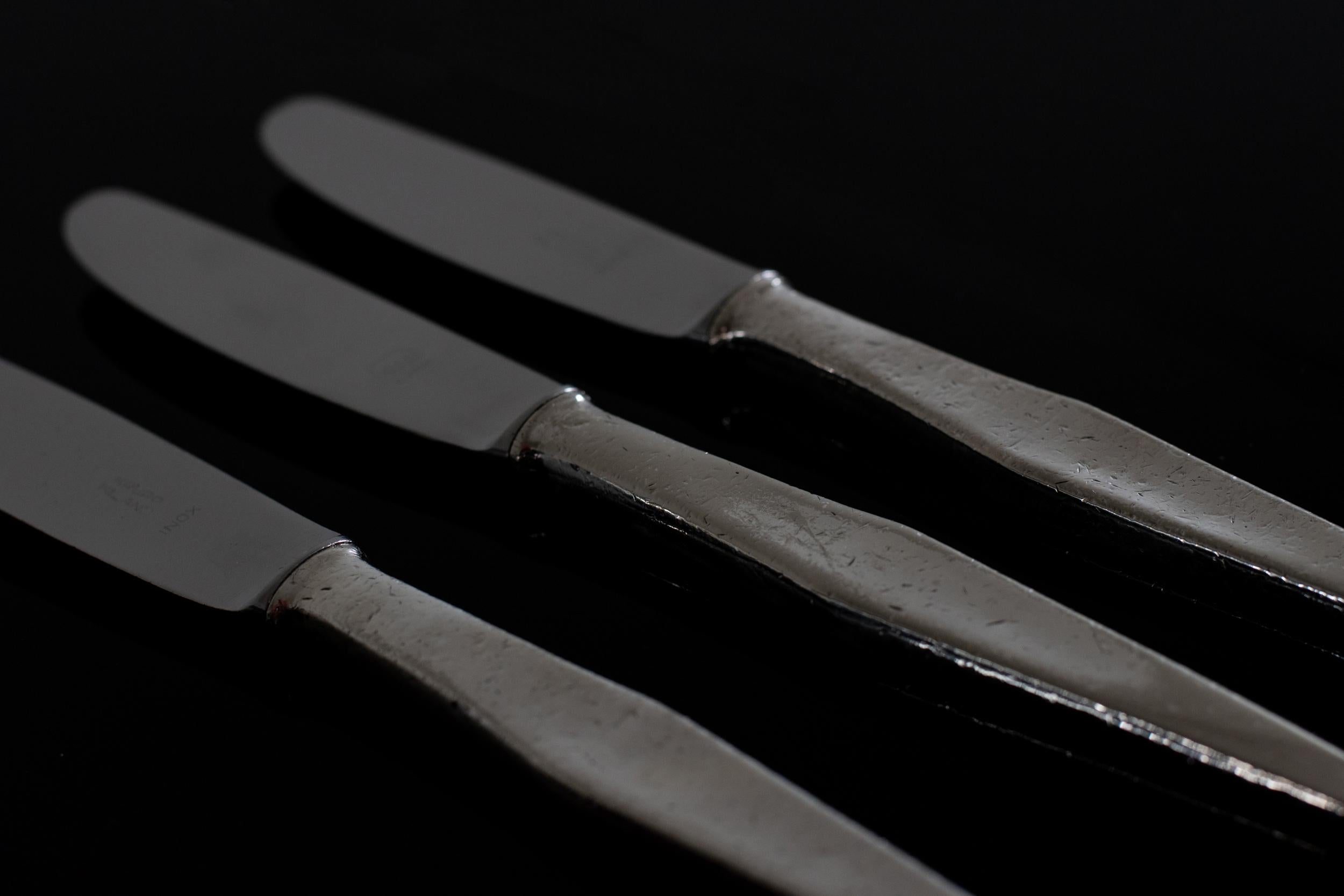 Mid-20th Century Gio Ponti Cutlery Silver Service for Six in Nickel Silver by Krupp, Italy, 1950s