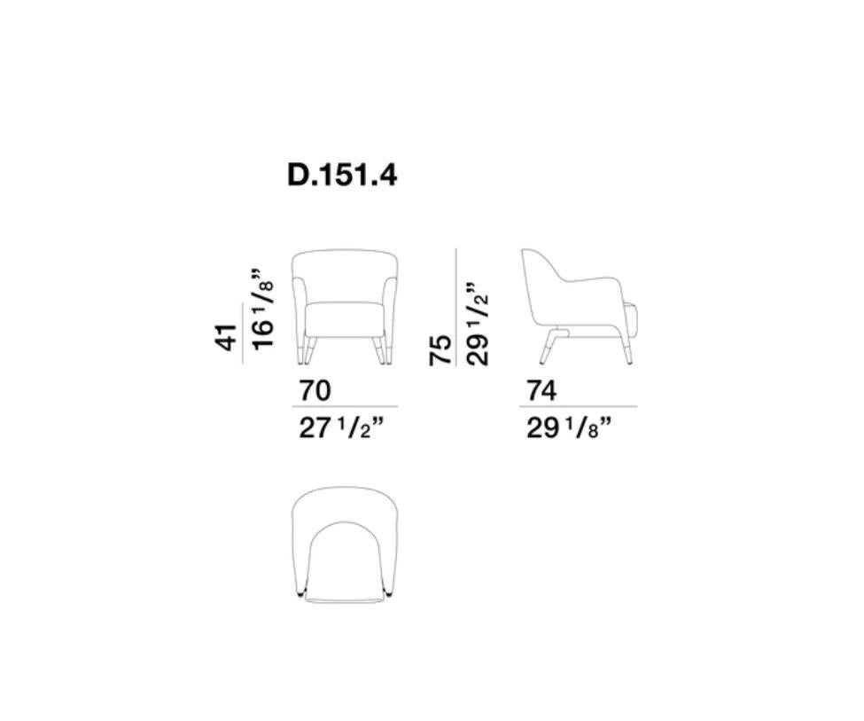 Modern Gio Ponti D.151.4 Armchair in Velvet Molteni&C 