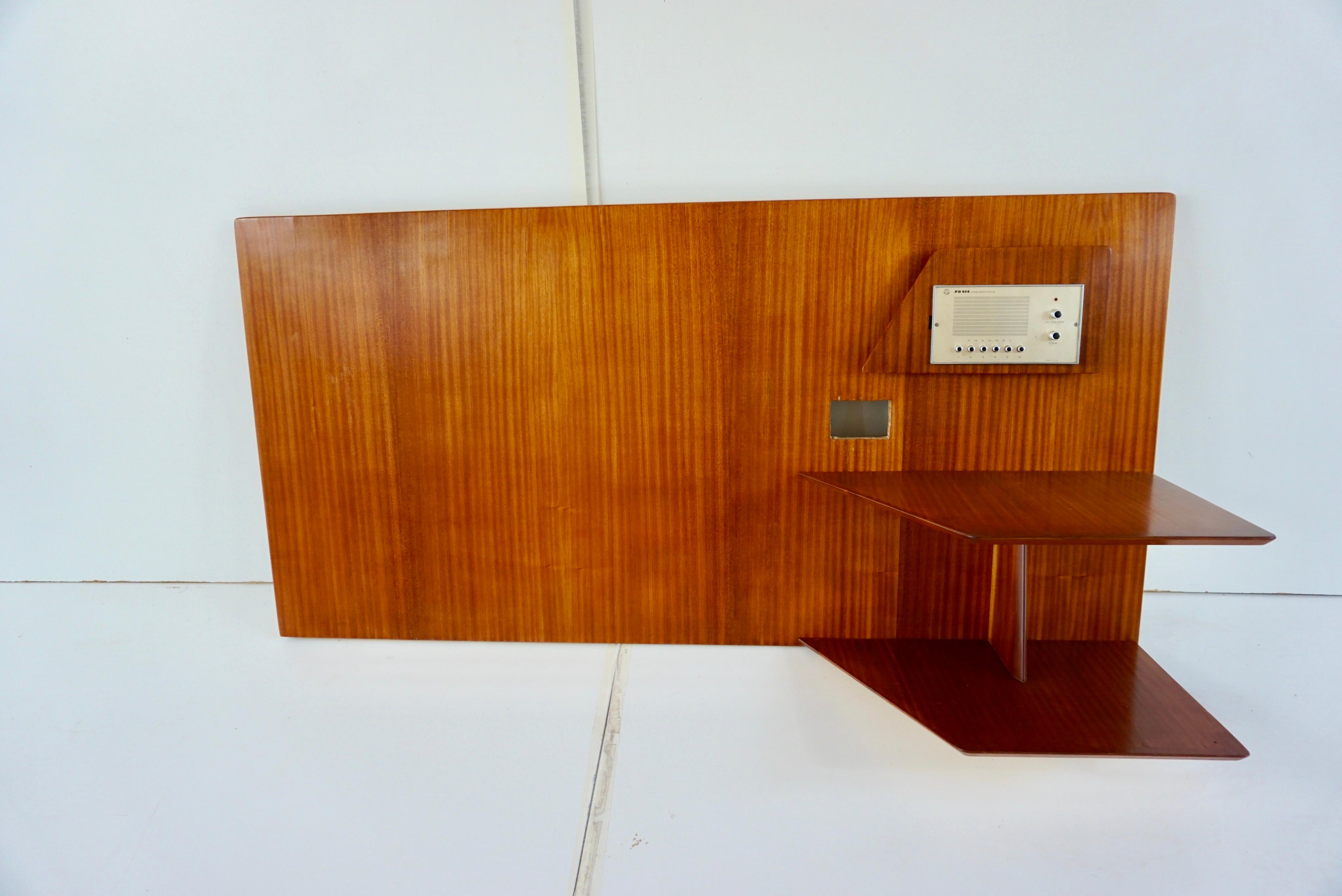 Gio Ponti dark wood right Headboard with fitted bedside tables Hotel Royal, 1955 In Good Condition For Sale In Rome, IT