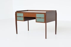Gio Ponti-Schreibtisch aus Mahagoni und Grün Vittorio Dassi, Italien 1960