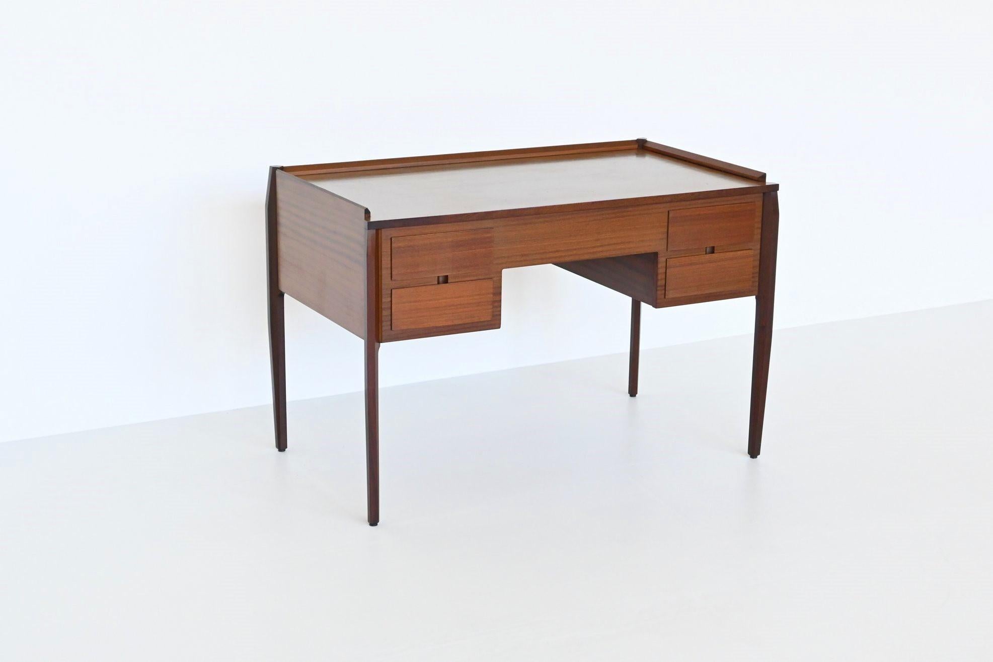 Mid-Century Modern Gio Ponti desk in mahogany Vittorio Dassi Italy 1960