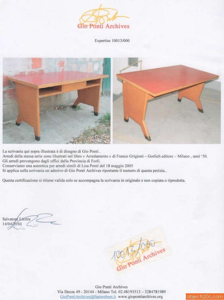 Italiano Scrivania e mensola a muro di Gio Ponti per gli uffici amministrativi di Forlì, Gio Ponti Archives in vendita