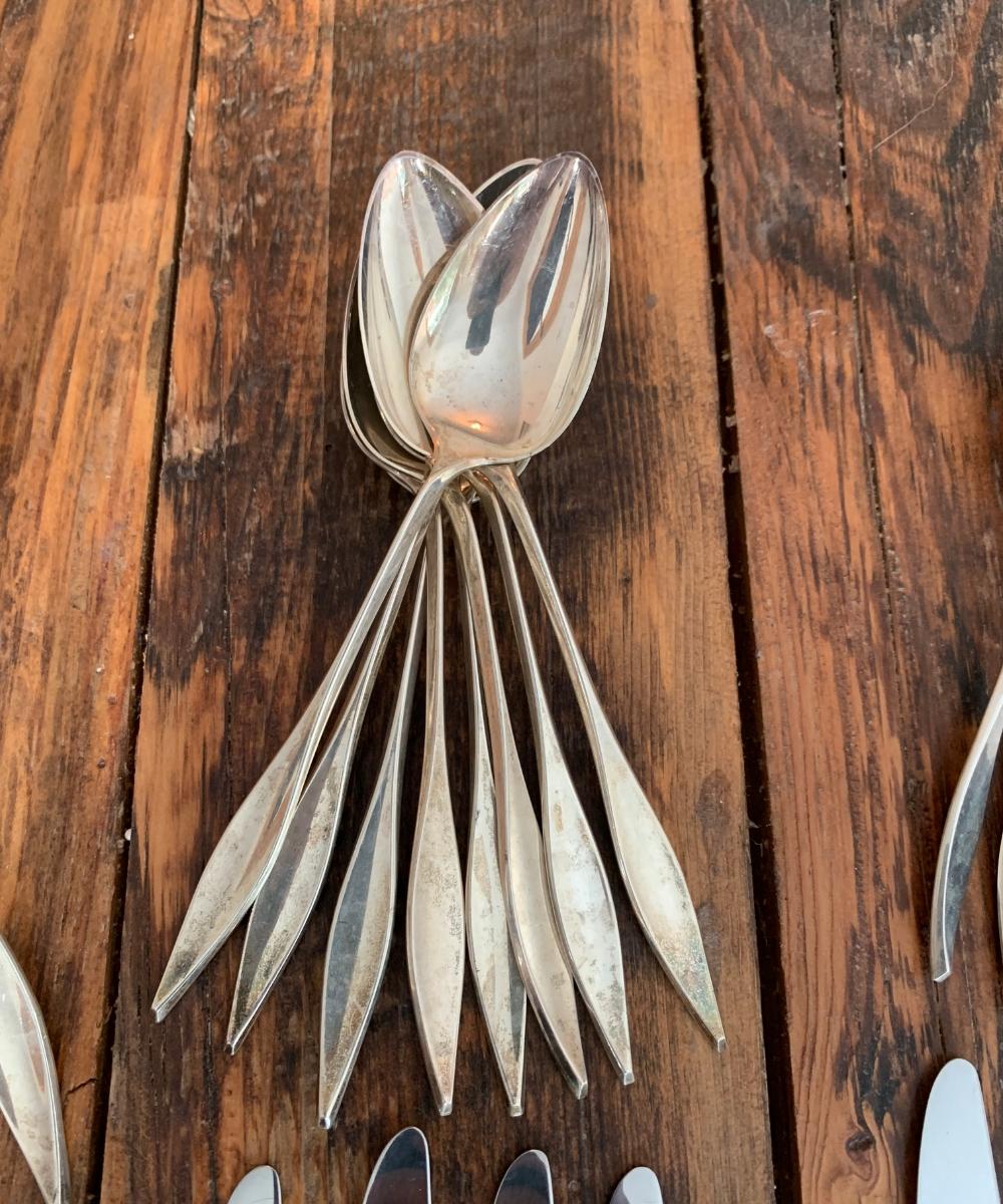 Service de couverts pour huit en argent sterling Gio Ponti Diamond - 48 Pieces en vente 5