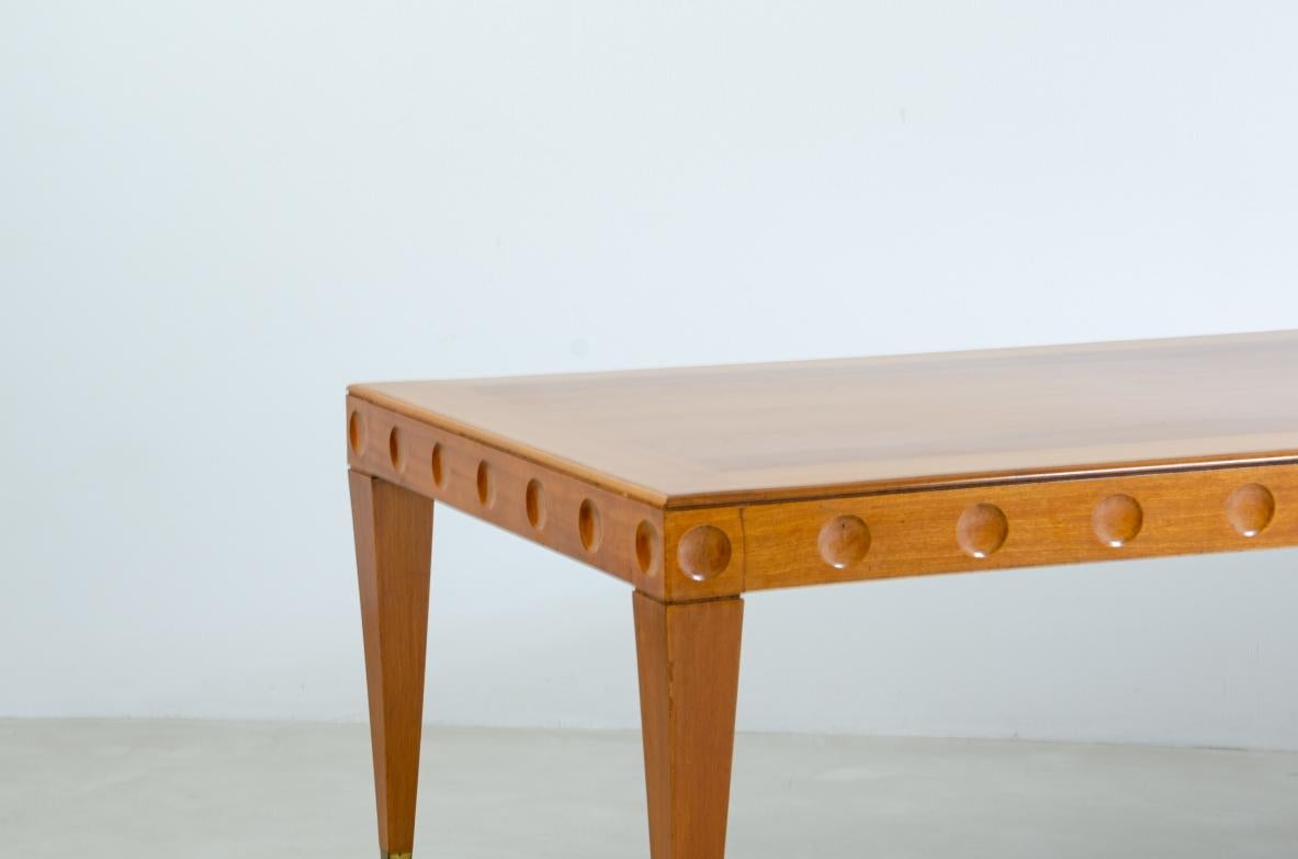 Mid-Century Modern Gio Ponti Dining Table in Cherry Wood with Decorative Motif
