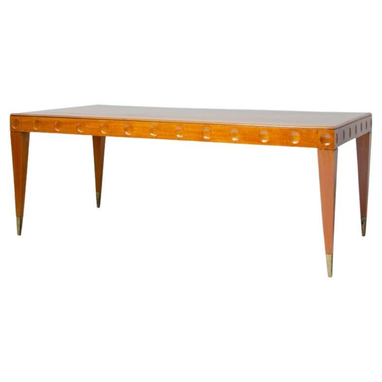 Gio Ponti Dining Table in Cherry Wood with Decorative Motif