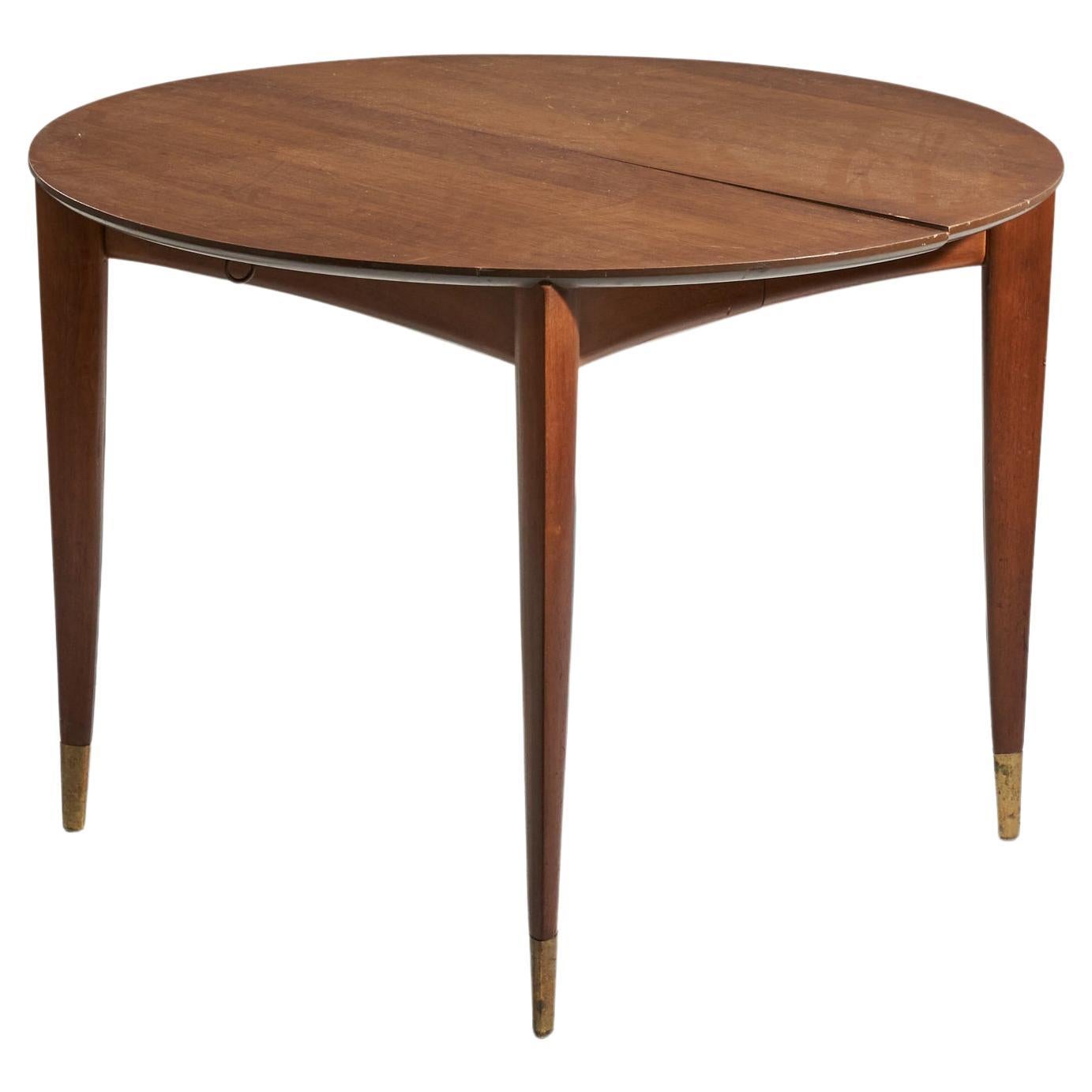 Gio Ponti, Dining Table, Walnut, Brass, Singer & Sons, United States, 1950s