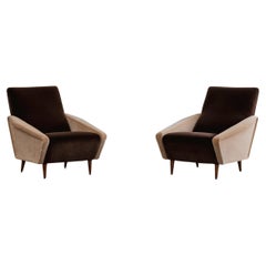 Gio Ponti "807 Distex" Lounge Chairs for Cassina, Velvet, 1953, Set of 2