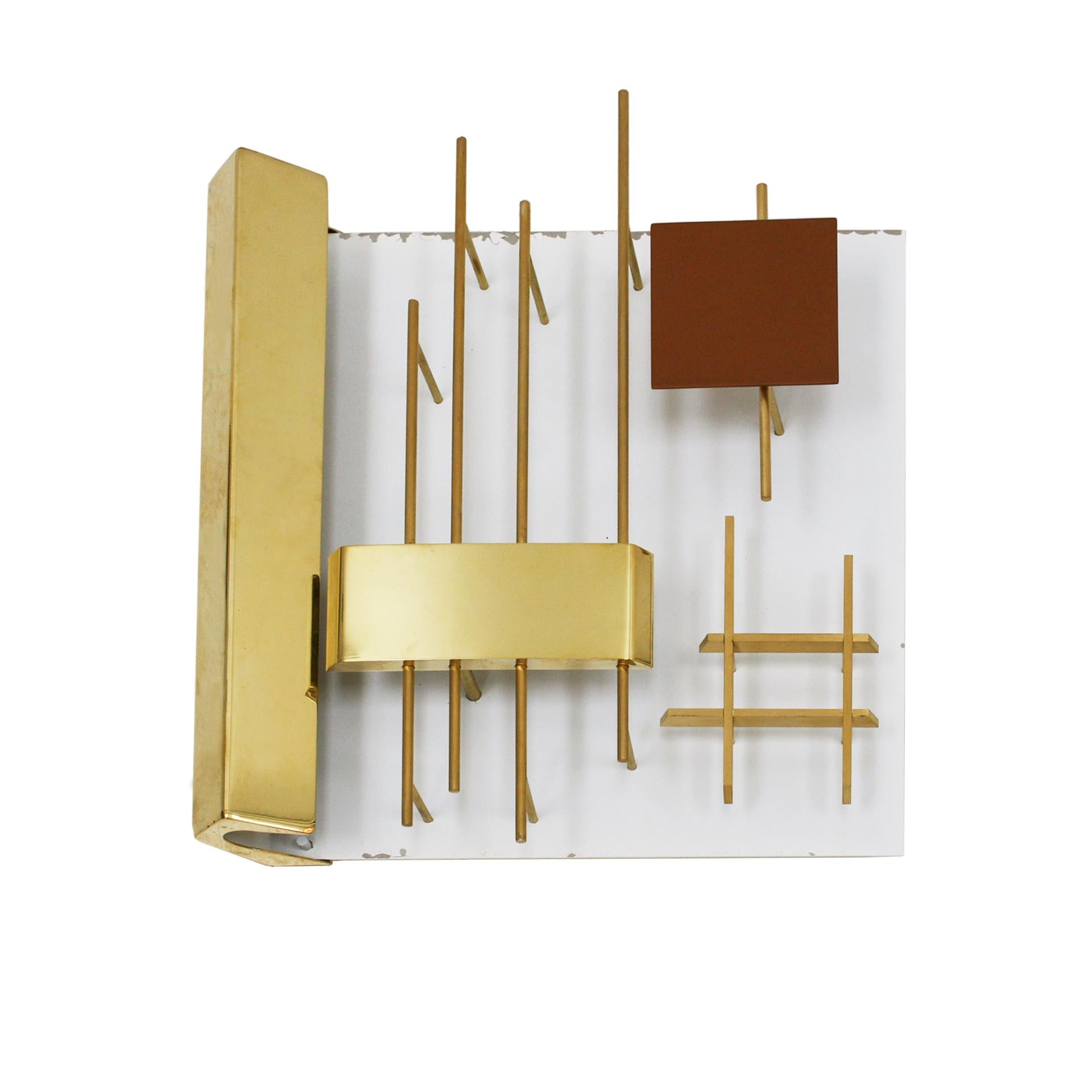 Lacquered Gio Ponti Edited by Lumi Original Italian 1960s Pair of Brass & Steel Sconces For Sale
