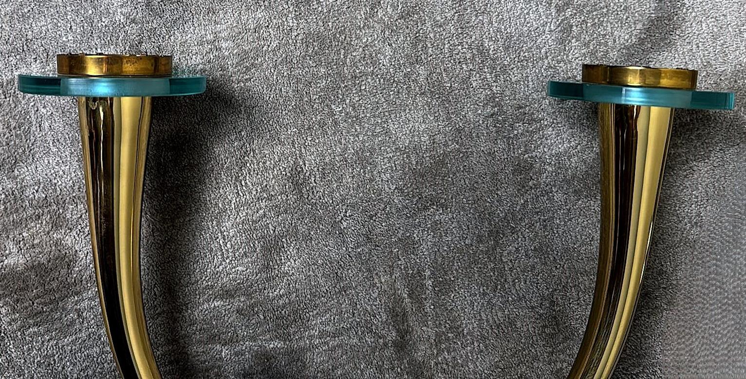 Gio' Ponti - Emilio!  Set di 4 applicazioni in ottone con bobeches in cristallo in vendita 3