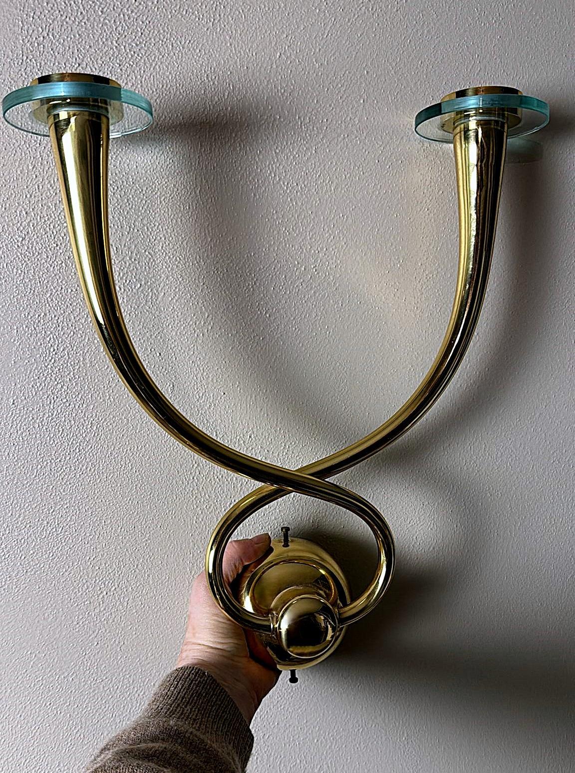Gio' Ponti - Emilio!  Set di 4 applicazioni in ottone con bobeches in cristallo in vendita 10