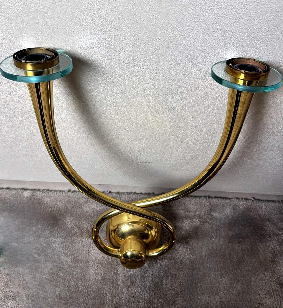 Gio' Ponti - Emilio!  Set di 4 applicazioni in ottone con bobeches in cristallo in vendita 1