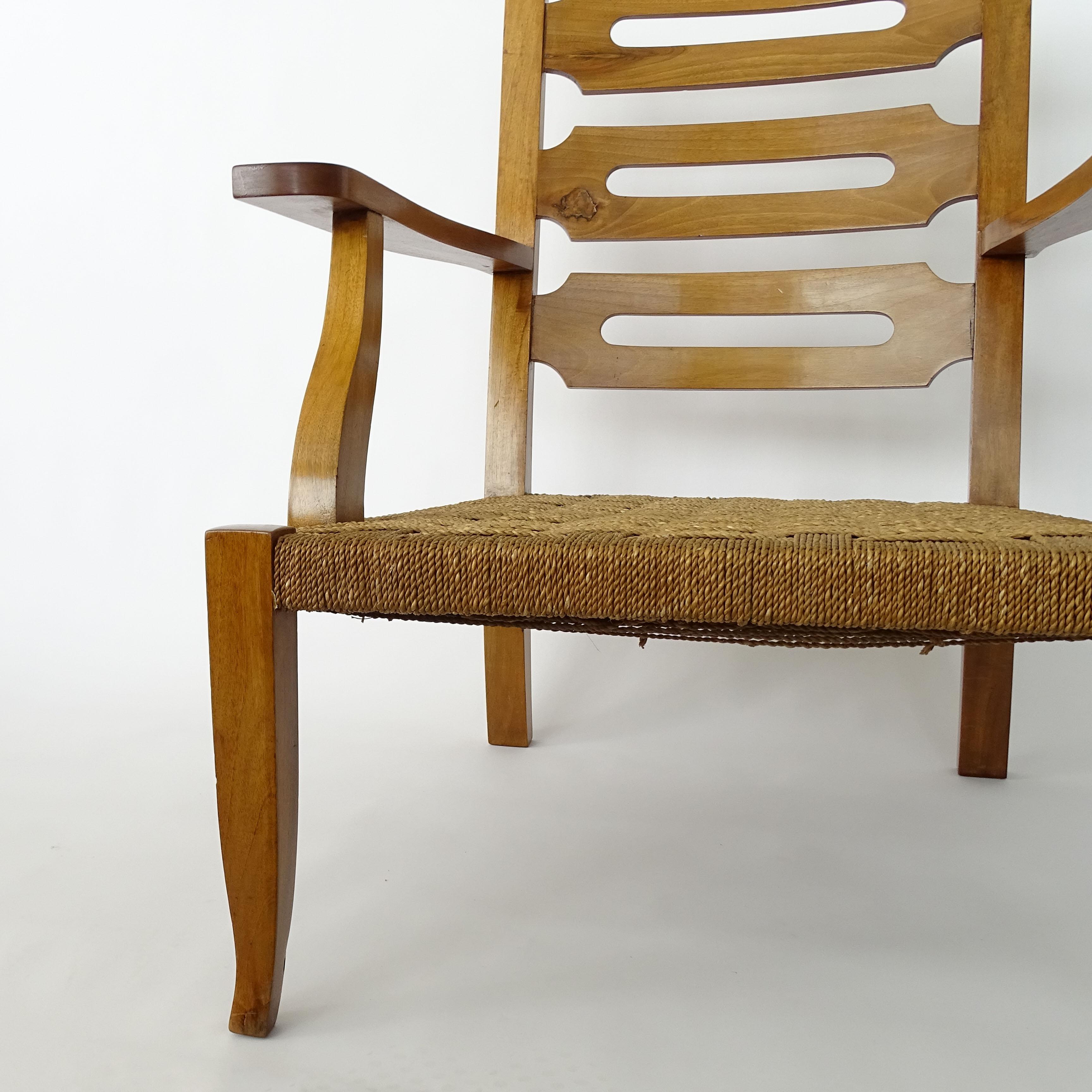 Early 20th Century Gio Ponti & Emilio Lancia Wood and Rush Armchair for Domus Nova, Italy, 1929 For Sale
