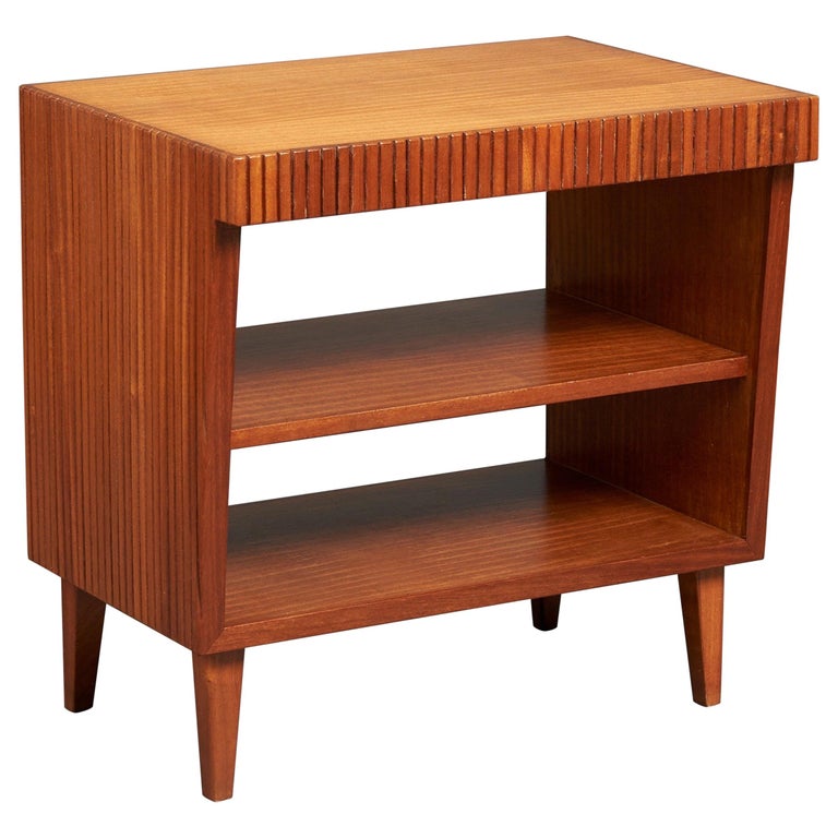 Gio Ponti End Table With Bookshelves In Reeded Mahogany Desk Set