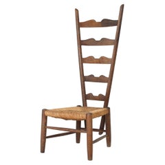 Gio Ponti "Fireside" Chair Walnut and Rush Seat, 1930's