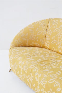 Gio Ponti Floral Fabric and Brass Sofa for Isa Bergamo 'Attr.'