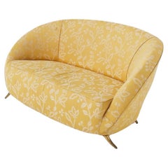 Vintage Gio Ponti Floral Fabric and Brass Sofa for Isa Bergamo 'Attr.'