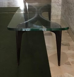 GIO PONTI - FONTANARTE - Table basse en bois et cristal 1938 Italie