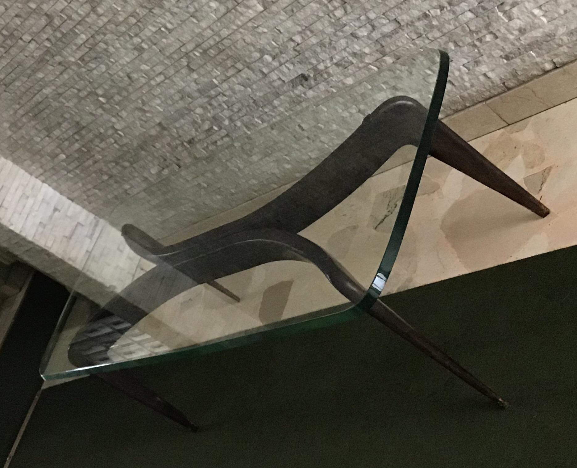 Mid-Century moderno GIO PONTI - FONTANARTE - Tavolino da caffè Wood Cristal 1938 Italia in vendita