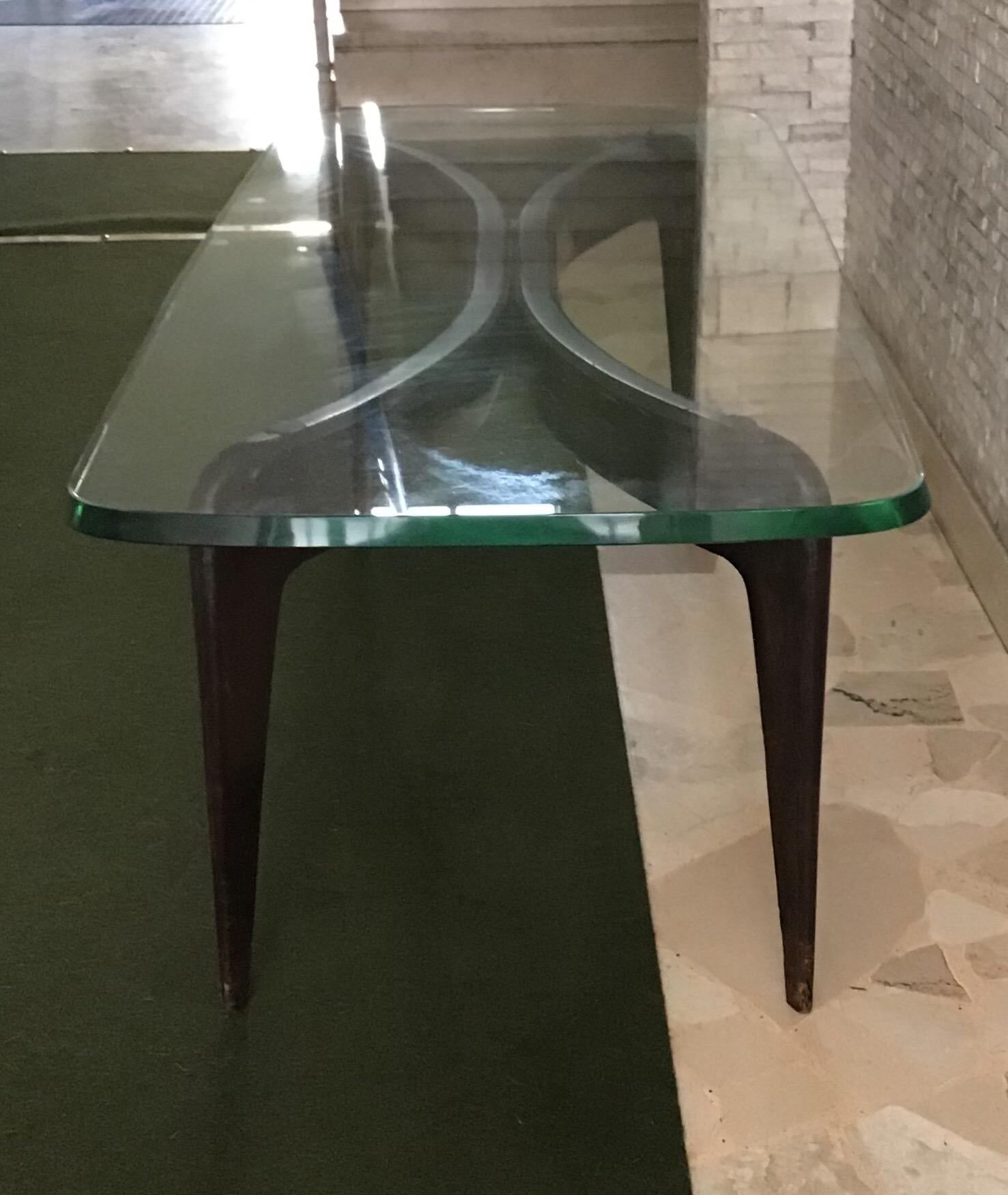 Legno curvato GIO PONTI - FONTANARTE - Tavolino da caffè Wood Cristal 1938 Italia in vendita