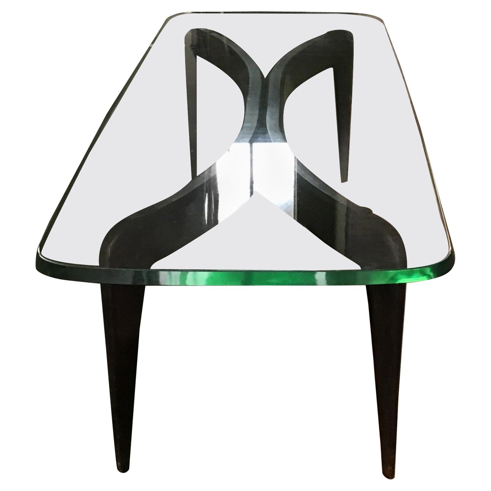 GIO PONTI - FONTANARTE - Mesa de centro Madera Cristal 1938 Italia