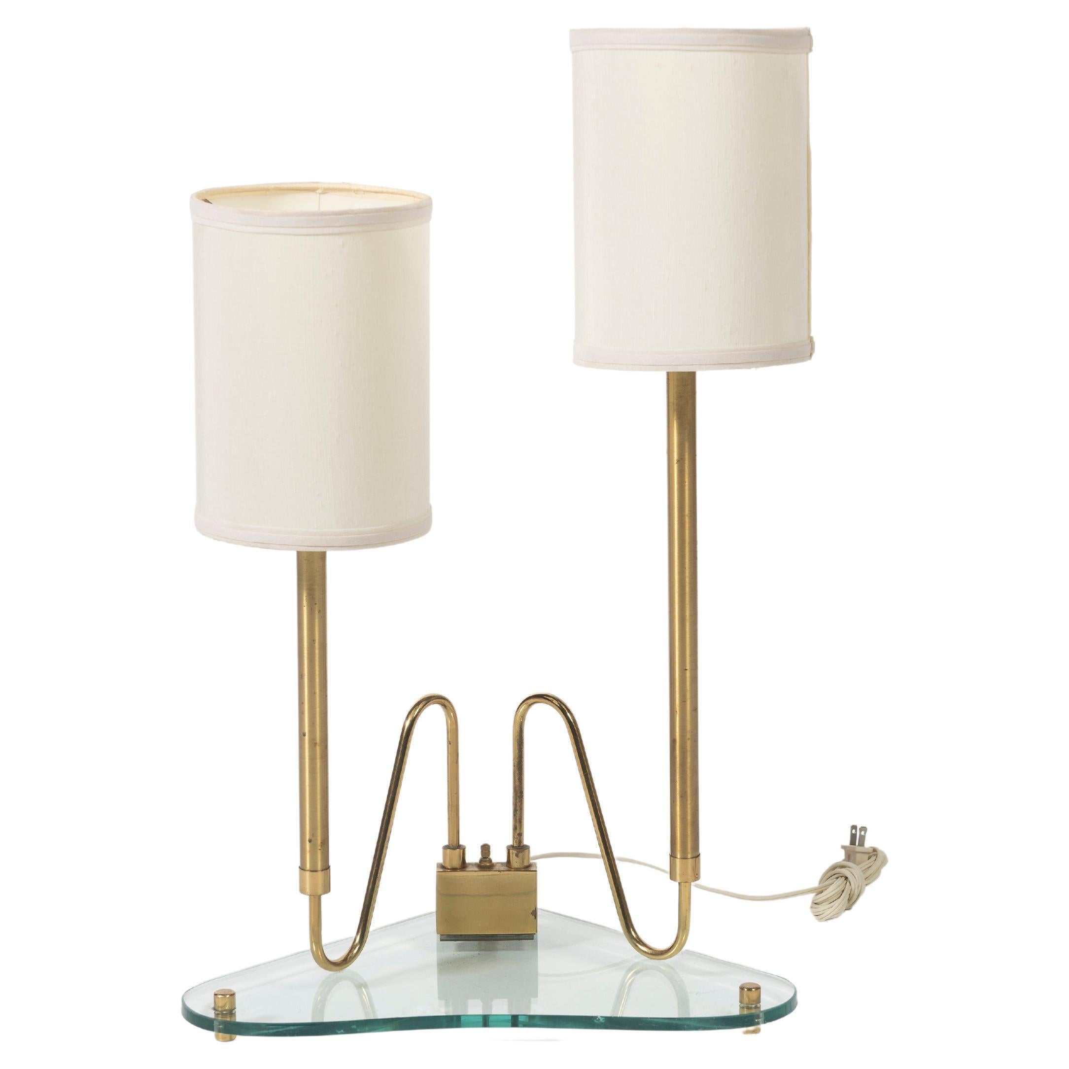 Double Brass Stem Table Lamp By Gio Ponti For Fontana Arte at 1stDibs