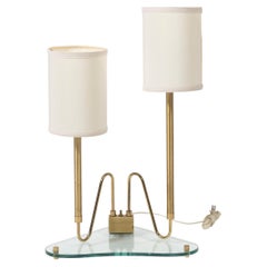 Gio Ponti Fontana Arte Double Neck Brass and Glass Table Lamp 