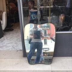 Gio Ponti  “ Stile”Fontana Arte Mirror Brass Wood Glass 1950 Italy