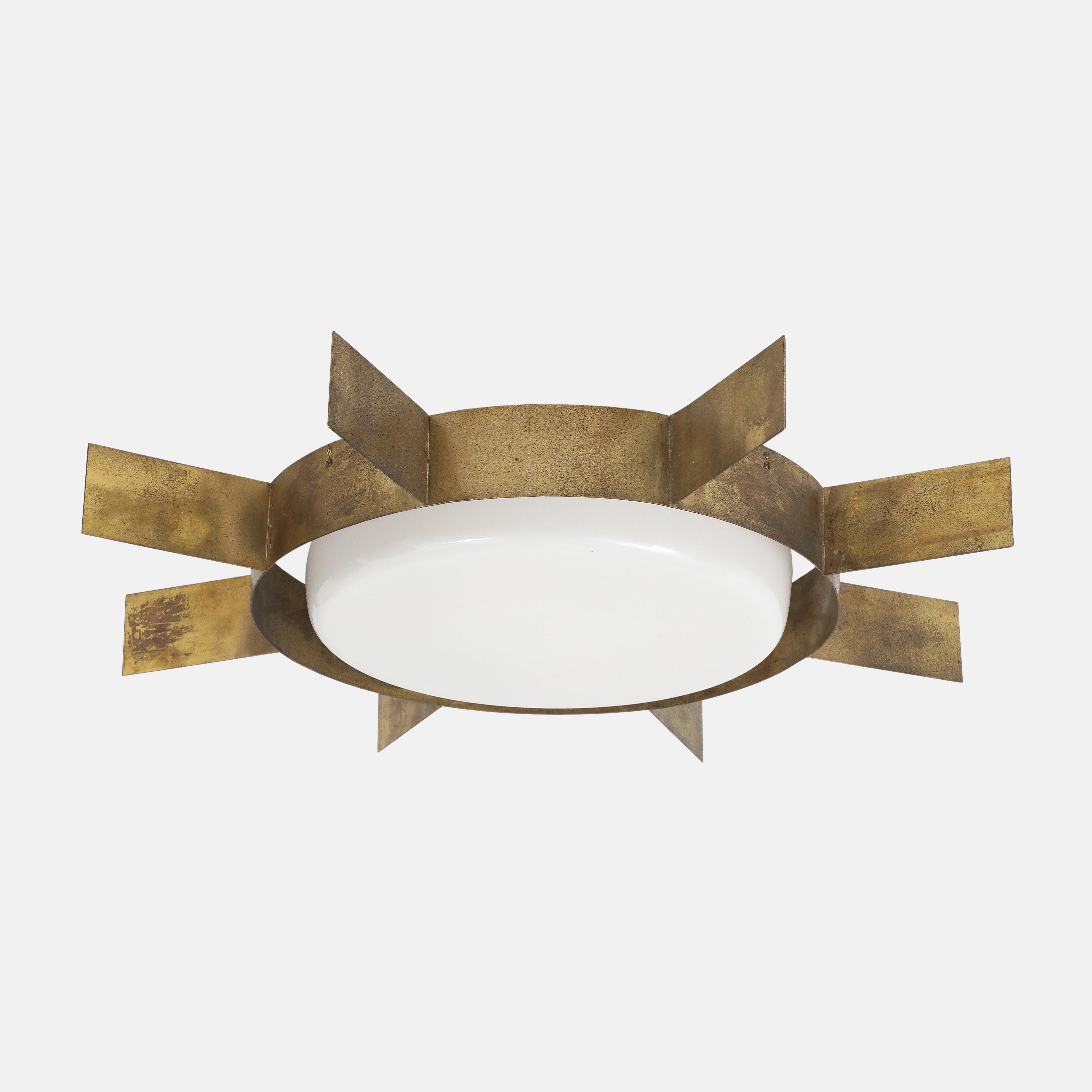 Gio Ponti para Arredoluce Rara lámpara de techo empotrada Sole, Italia, años 50 en Bueno estado para la venta en New York, NY