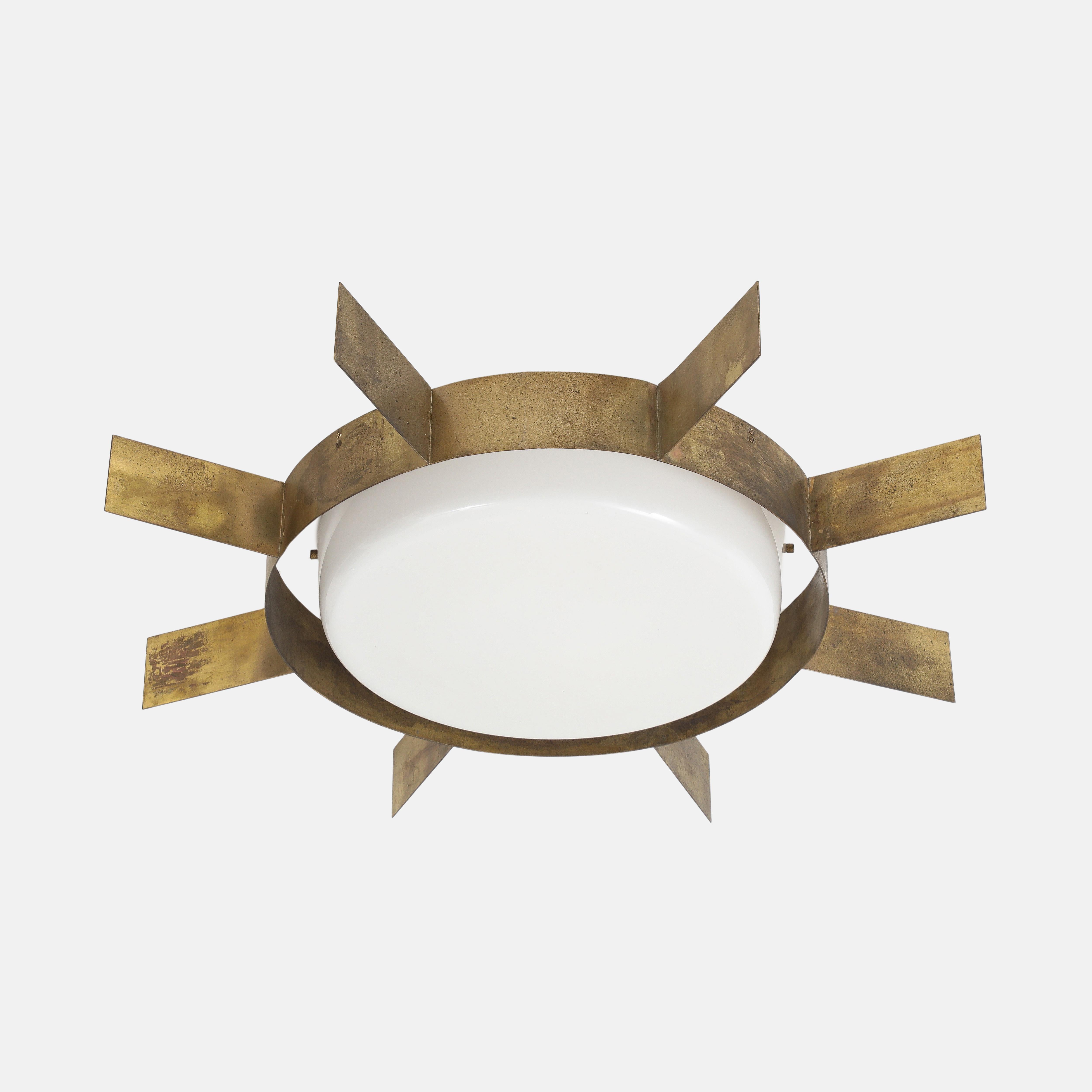 Gio Ponti para Arredoluce Rara lámpara de techo empotrada Sole, Italia, años 50 mediados del siglo XX en venta