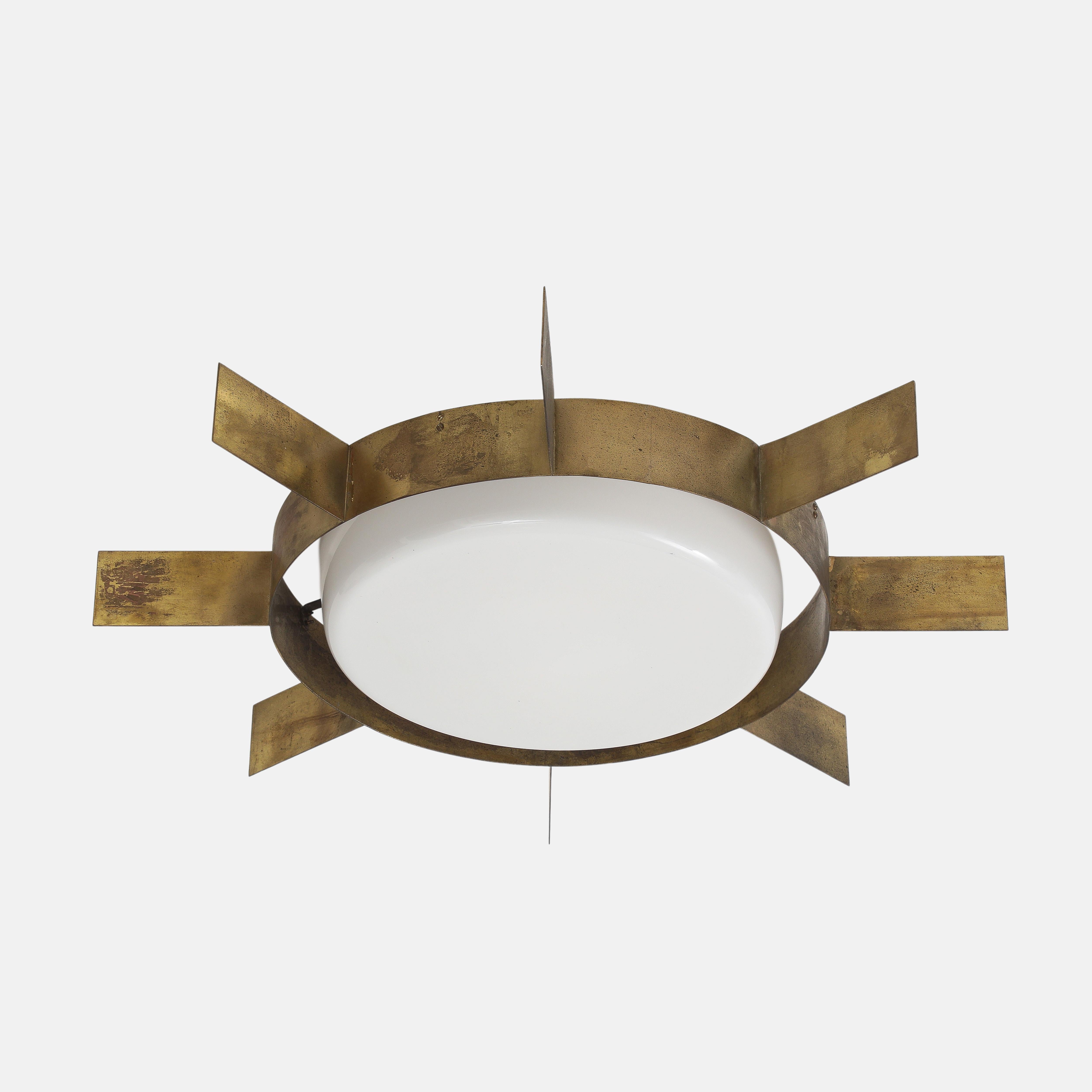 Gio Ponti para Arredoluce Rara lámpara de techo empotrada Sole, Italia, años 50 Metal en venta