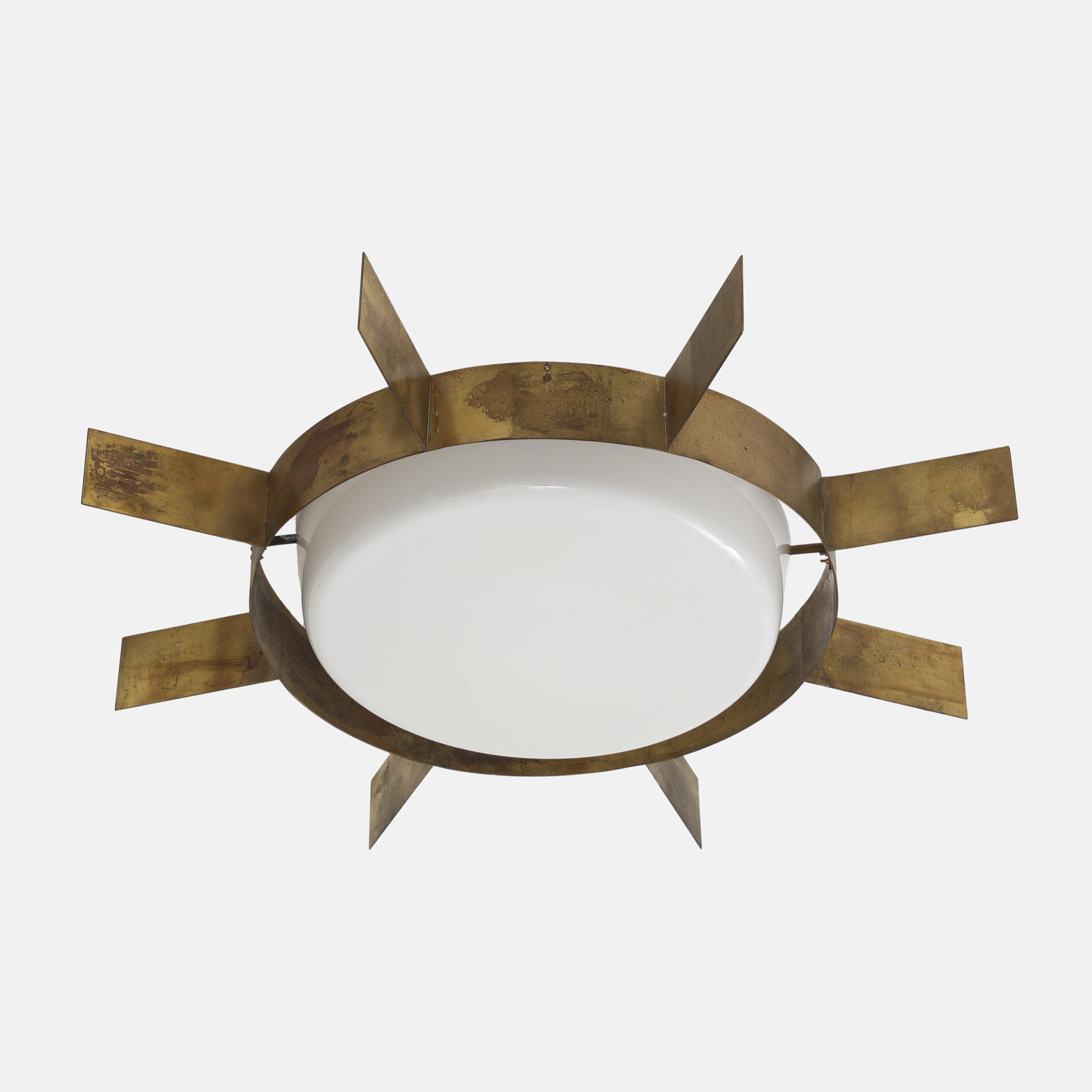 Gio Ponti para Arredoluce Rara lámpara de techo empotrada Sole, Italia, años 50 en venta 1
