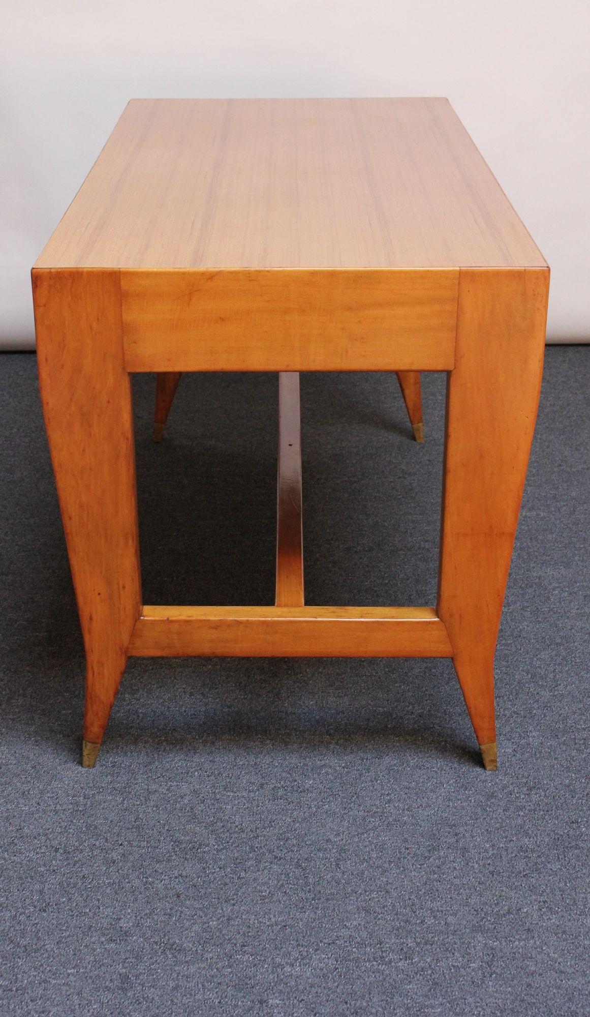 Mid-20th Century Gio Ponti for BNL Walnut and Brass Writing Table / Desk For Sale