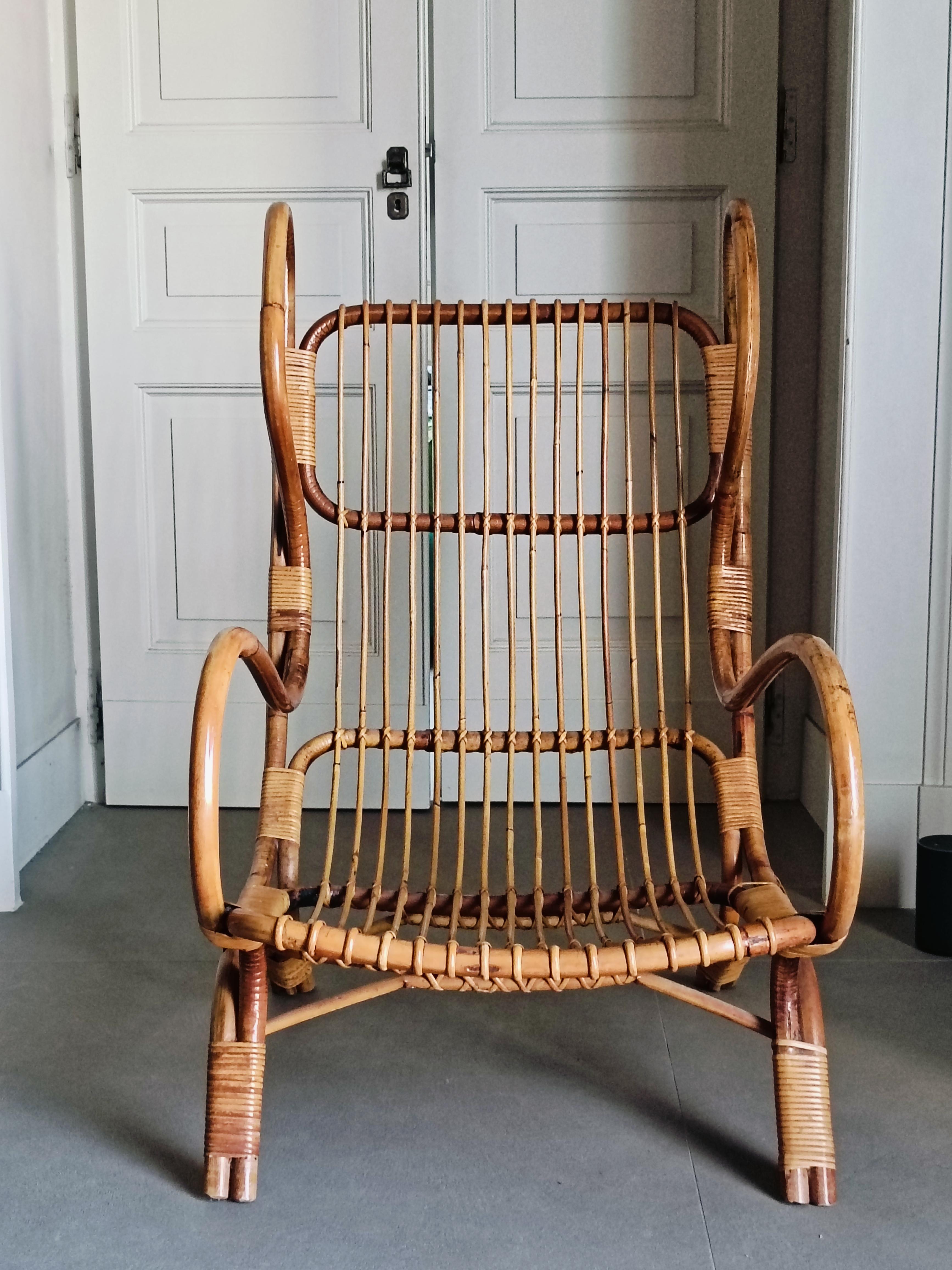 Fabric Gio Ponti for Bonacina Continuum BP 16 Lounge Chair, Italy 1963 For Sale