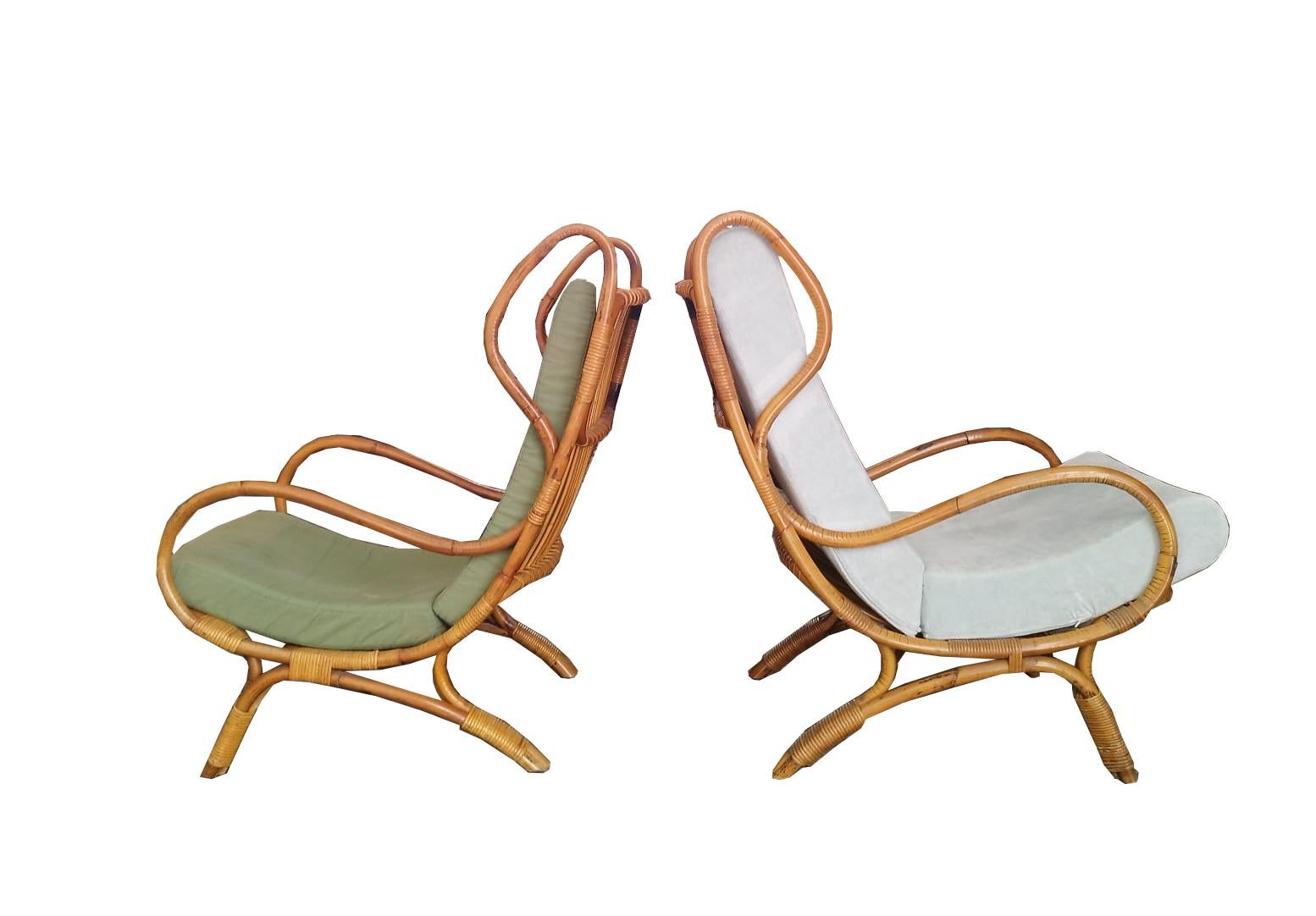 Mid-Century Modern Gio Ponti for Bonacina Pair of Continuum BP 16 Lounge Chairs, Italy 1963 For Sale
