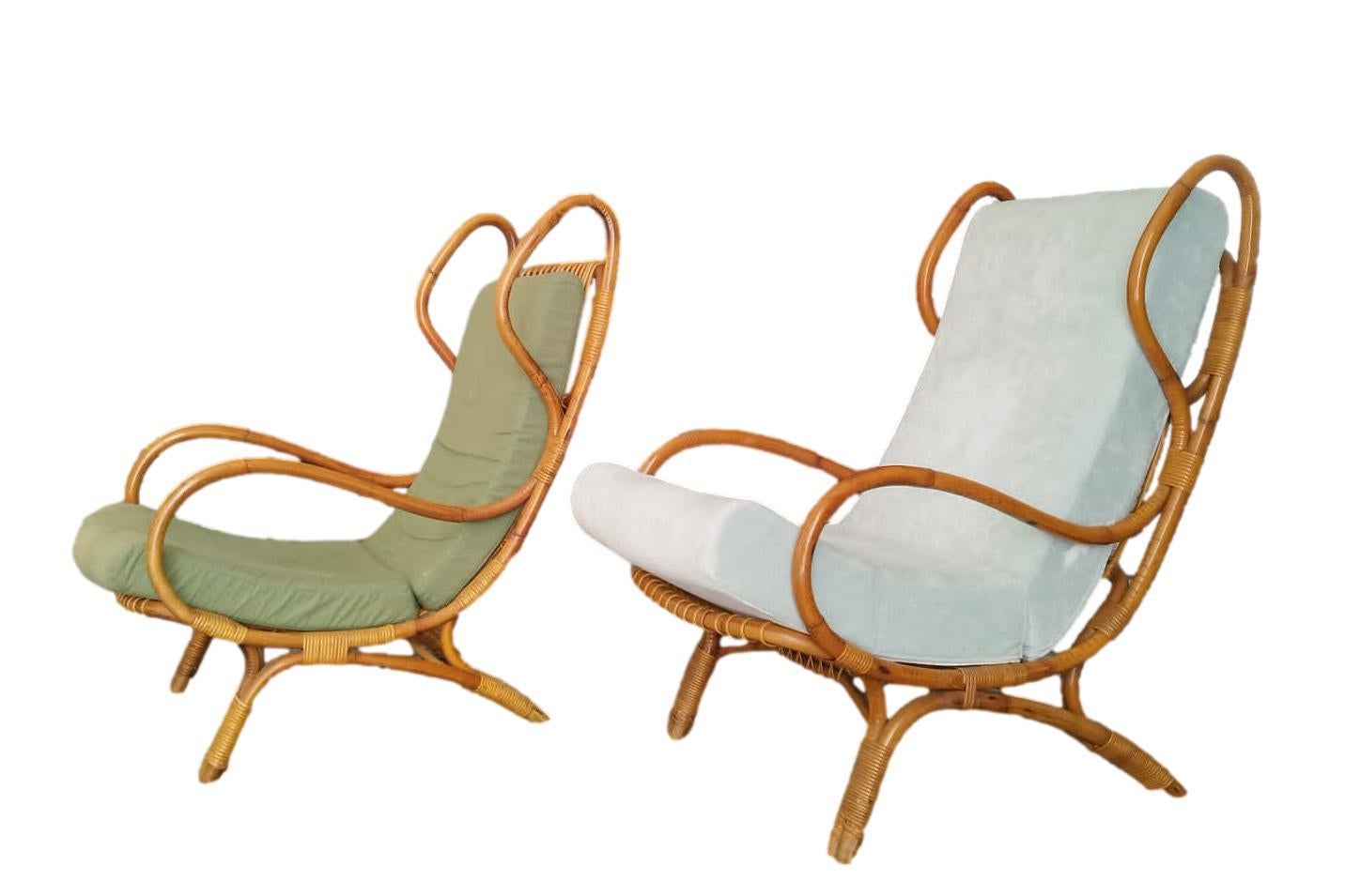 Gio Ponti for Bonacina Pair of Continuum BP 16 Lounge Chairs, Italy 1963 For Sale