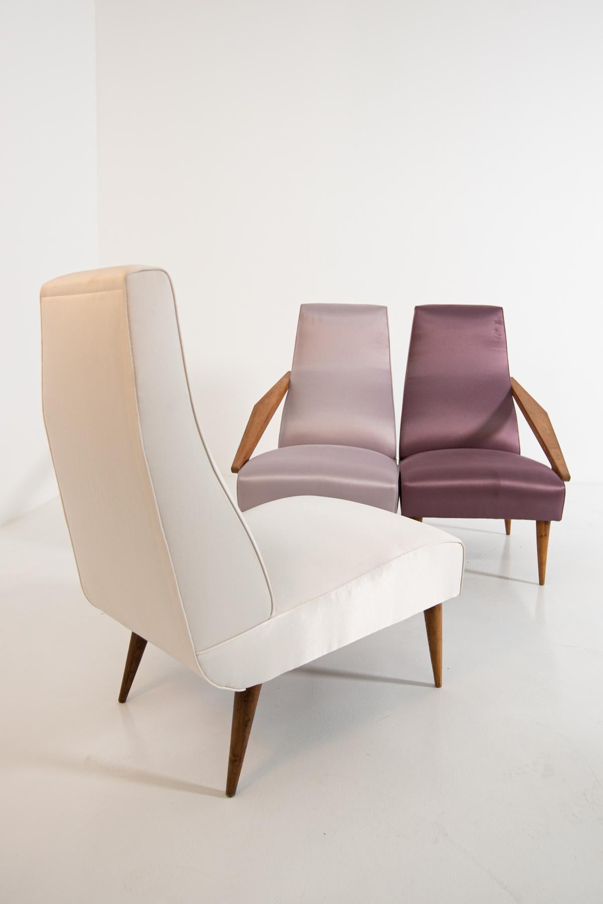 Gio Ponti Attributed and Fils Edition Set of Three Armchairs, circa 1955 For Sale 12