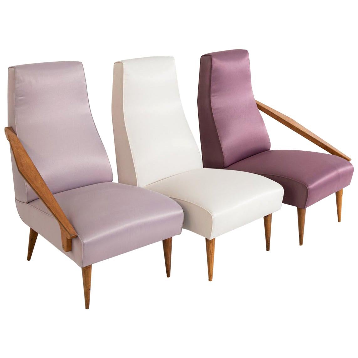 Gio Ponti Attributed and Fils Edition Set of Three Armchairs, circa 1955 For Sale