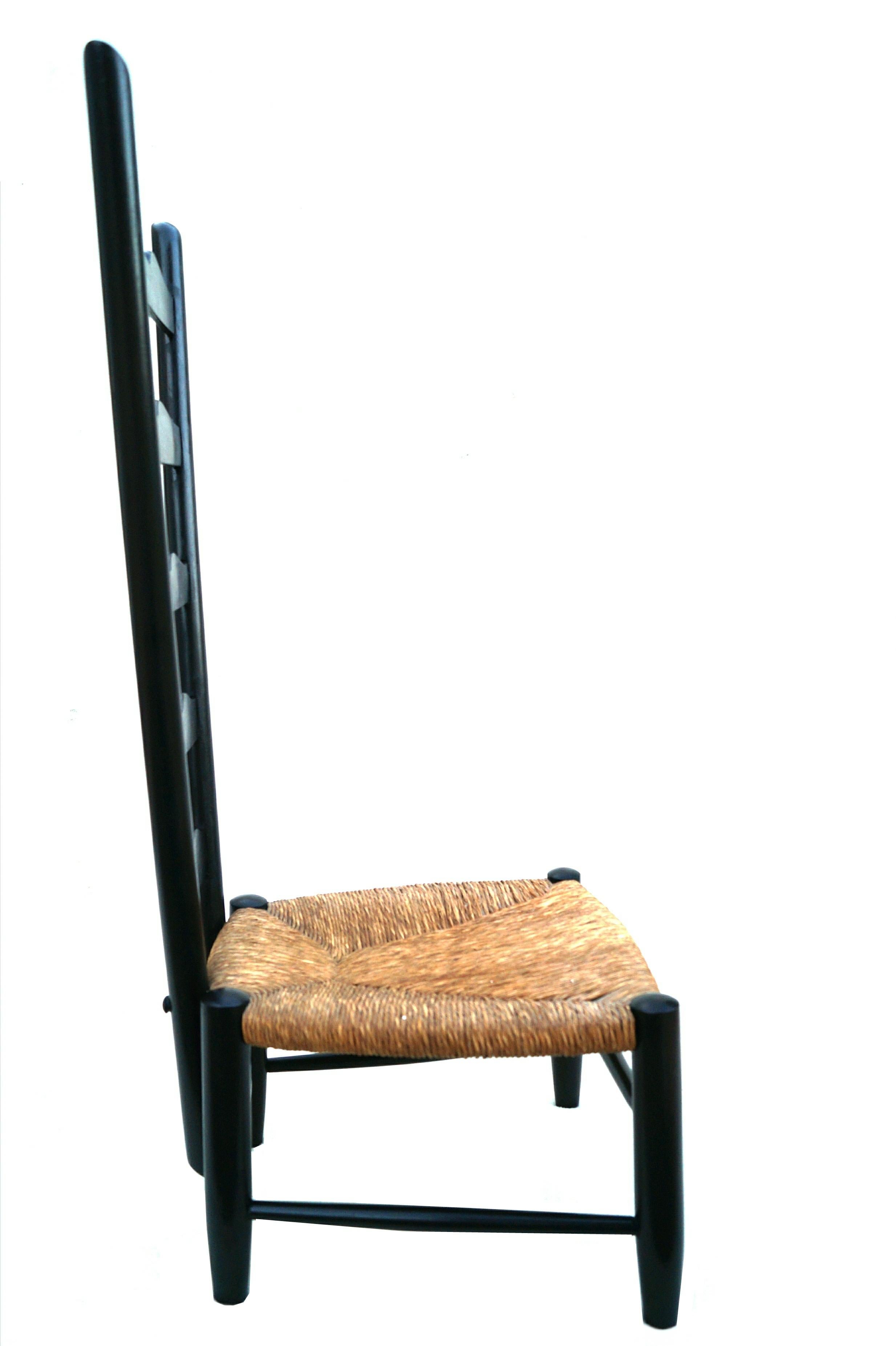 Gio Ponti für Casa e Giardino  Kamin-Akzent-Stuhl mit schwarzem Binsensitz, 1930er Jahre (Mitte des 20. Jahrhunderts) im Angebot
