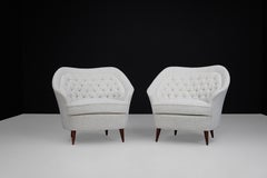 Gio Ponti for Casa E Giardino Midcentury Armchairs in Bouclé Upholstery, Italy