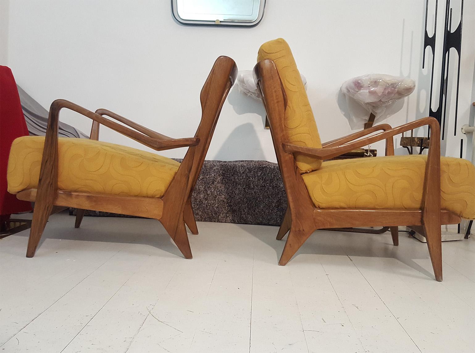 Mid-Century Modern Gio Ponti for Cassina Couple of Armchairs Mod. 516, Milano, 1955 For Sale