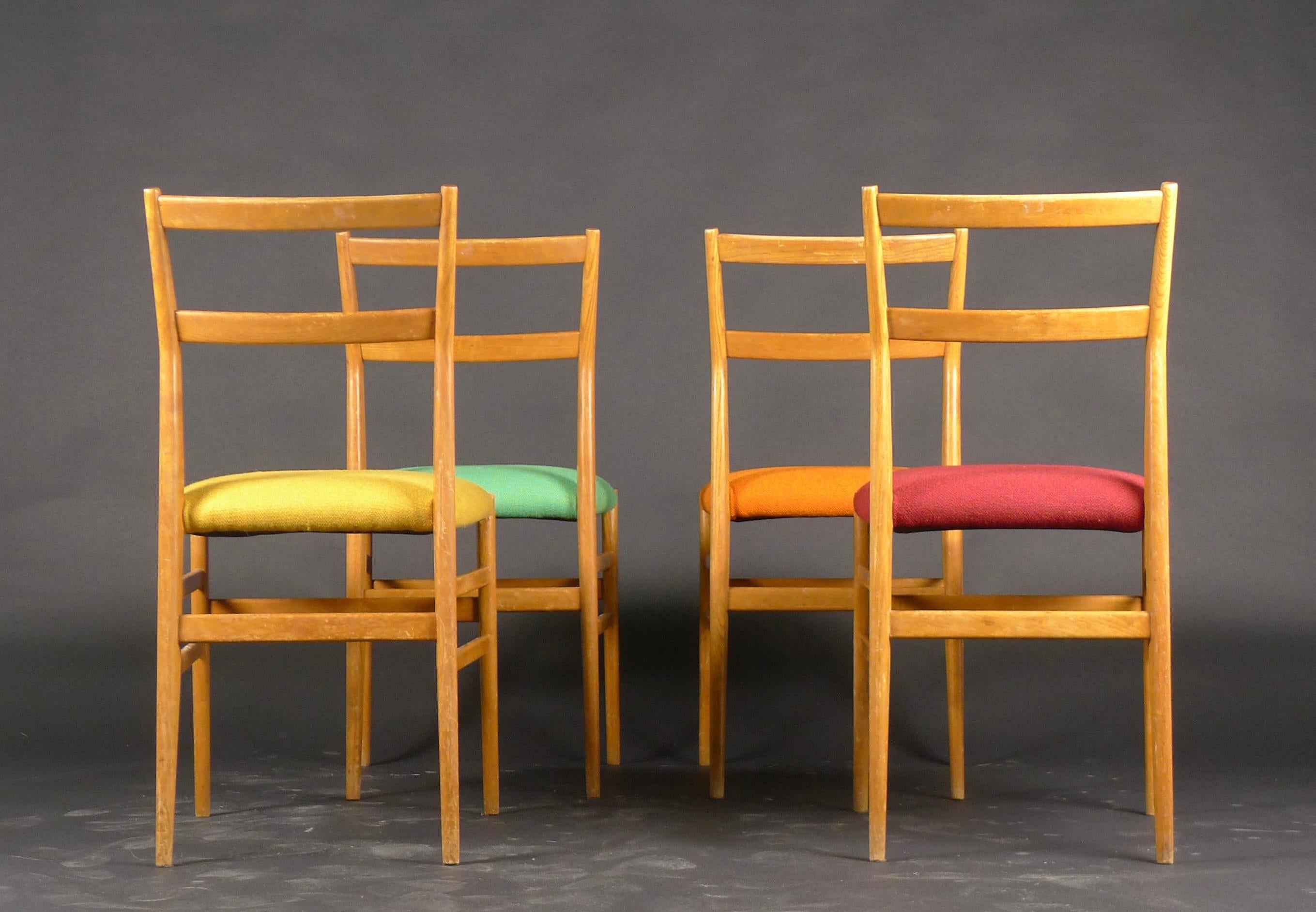 Gio Ponti for Cassina, Harlequin Set of Leggera Chairs, Model 646 in Ash, 1950s For Sale 3