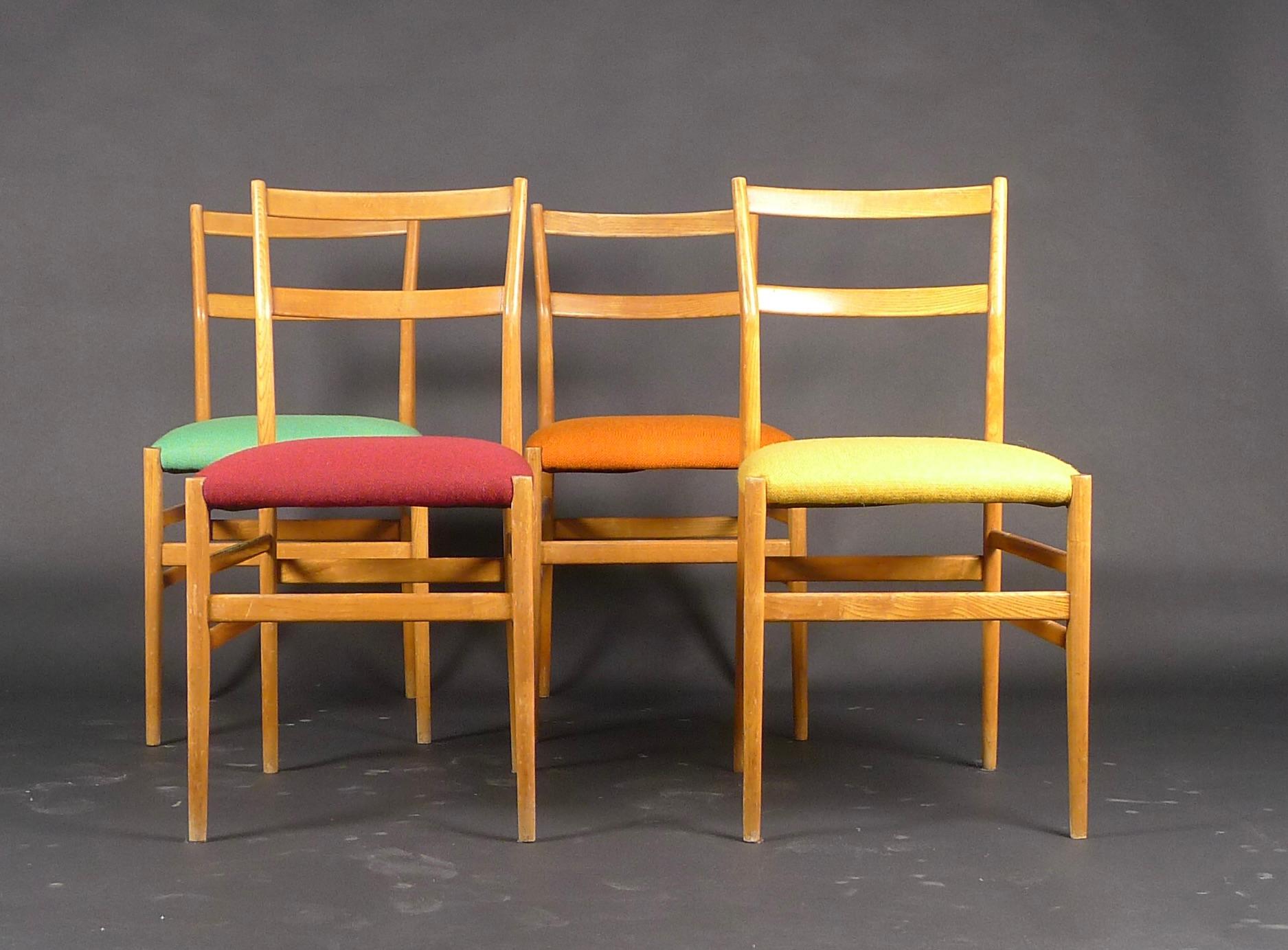 Mid-Century Modern Gio Ponti for Cassina, Harlequin Set of Leggera Chairs, Model 646 in Ash, 1950s For Sale