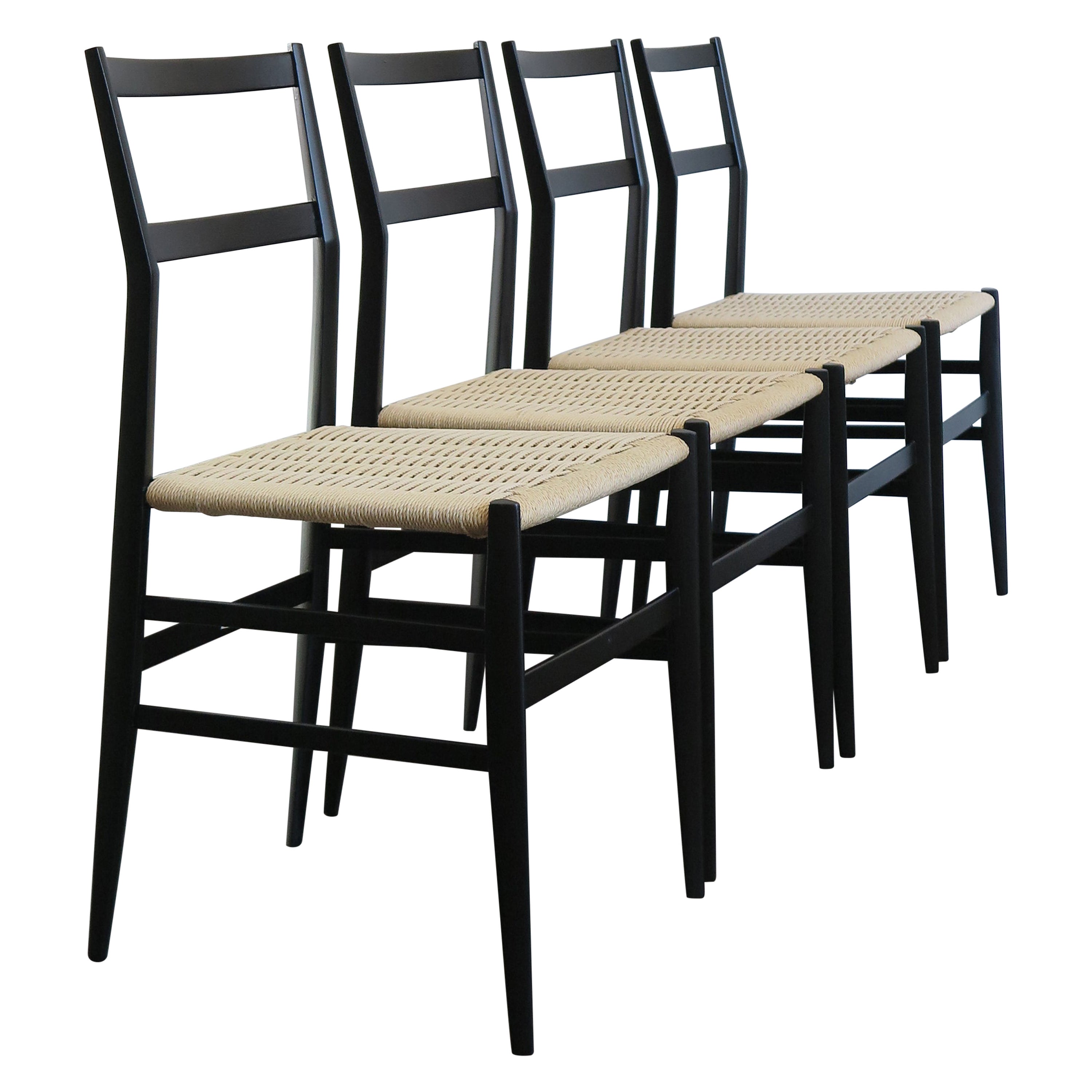 Gio Ponti for Cassina Italian Midcentury "Superleggera" Dining Chairs 1950s