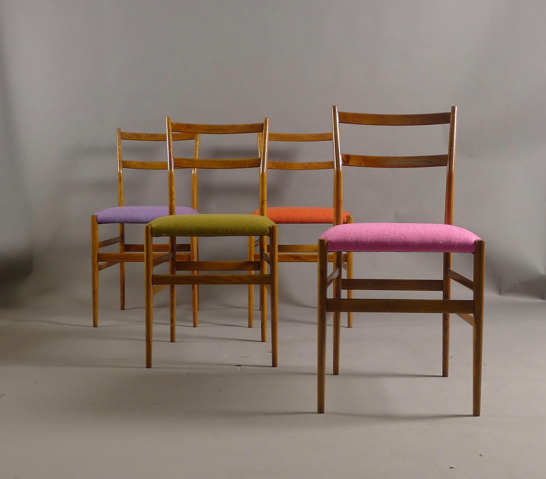 Mid-Century Modern Gio Ponti for Cassina, Italy, 1950's, Set of 4 Leggera Chairs