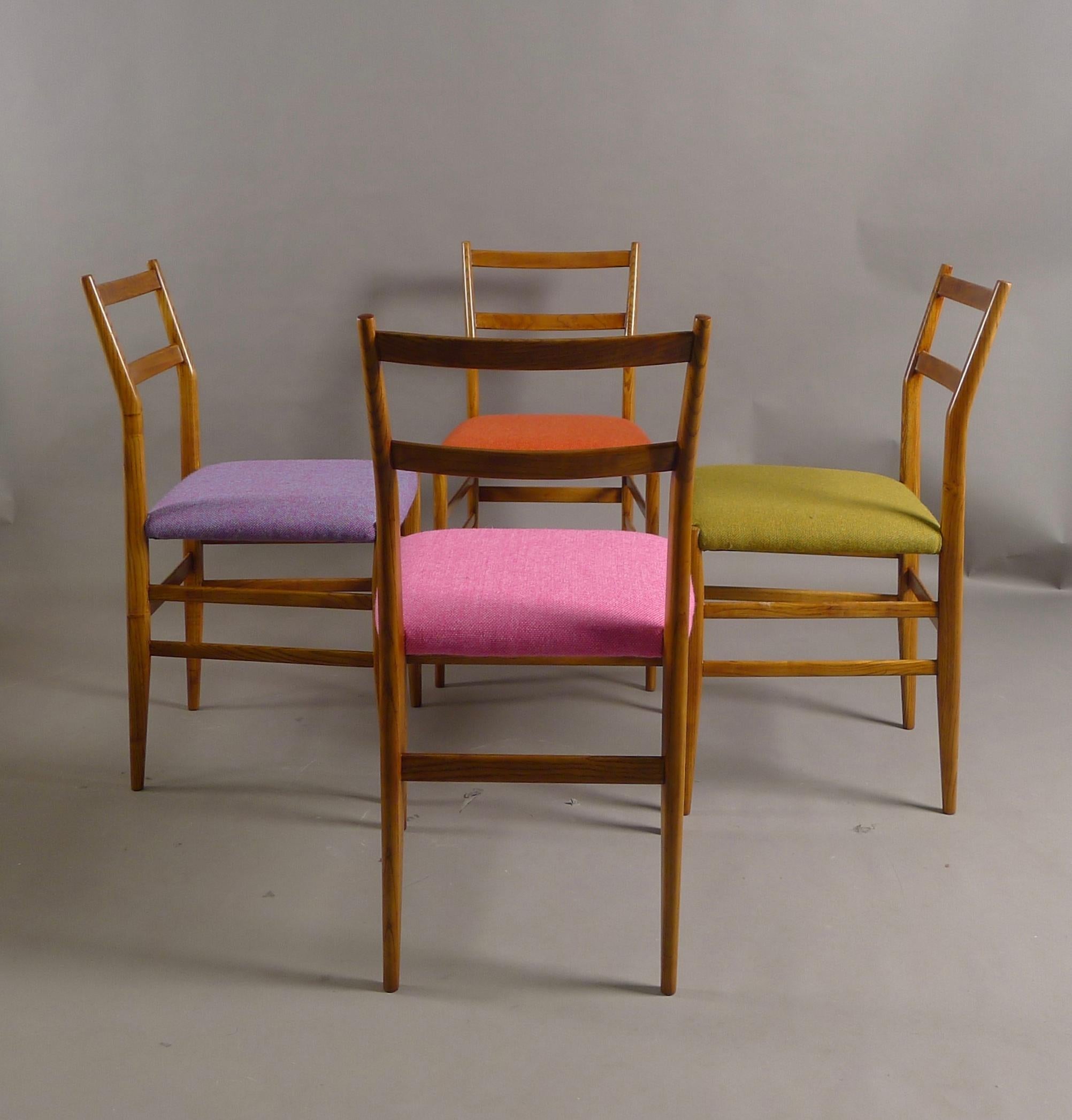 Mid-20th Century Gio Ponti for Cassina, Italy, 1950's, Set of 4 Leggera Chairs