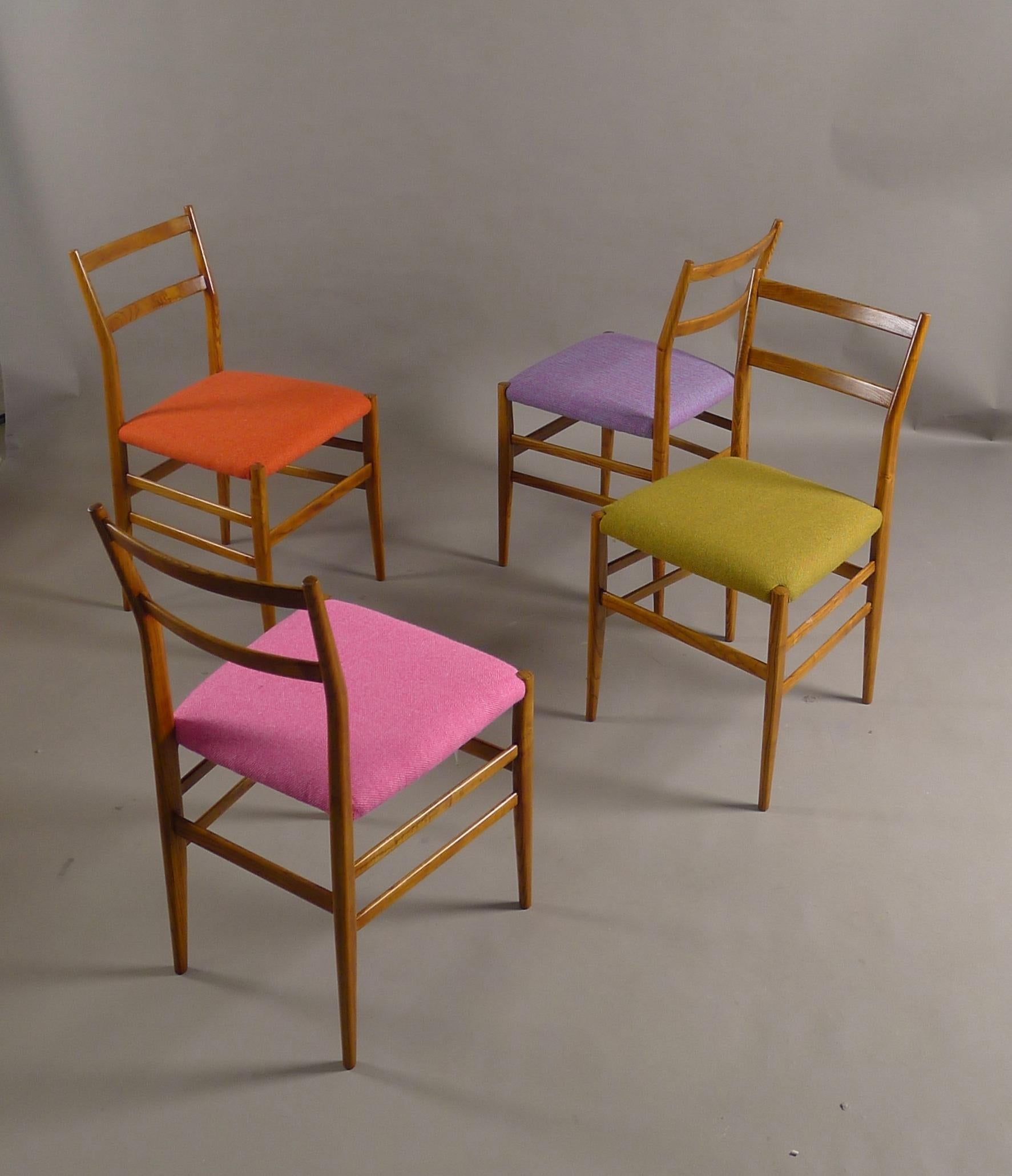 Ash Gio Ponti for Cassina, Italy, 1950's, Set of 4 Leggera Chairs