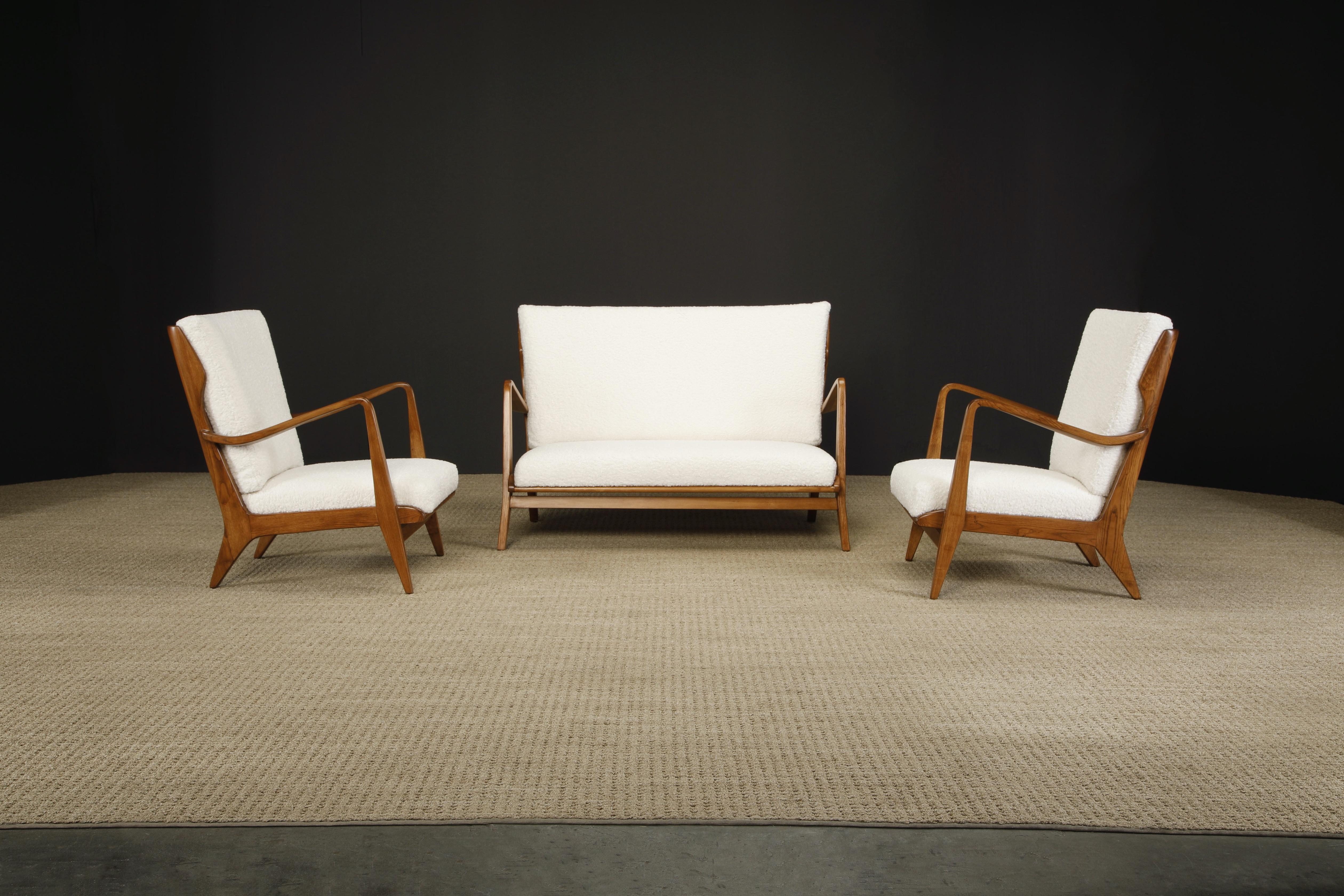 Gio Ponti for Cassina Lounge Armchairs, Refinished & Reupholstered, Italy 1950s 12